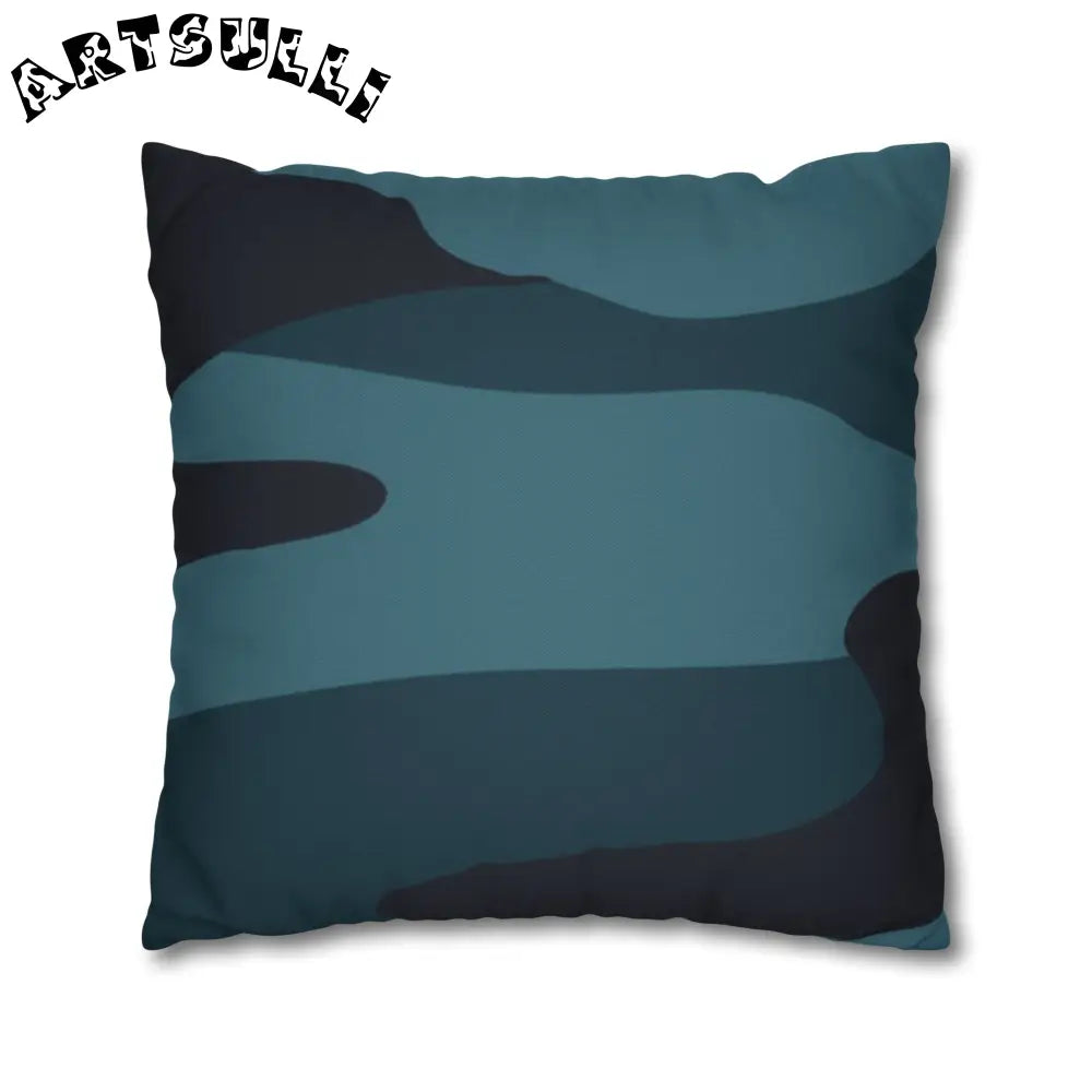 JAKKOUTTHEBXX Blue Camouflage Spun Polyester Square Pillowcase