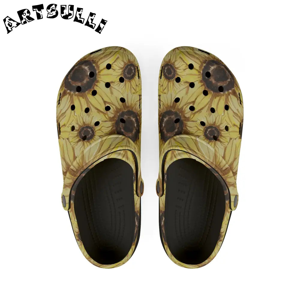 JAKKOUTTHEBXX Retro Anime Sunflower EVA Foam Rubber Shoes (AOP)