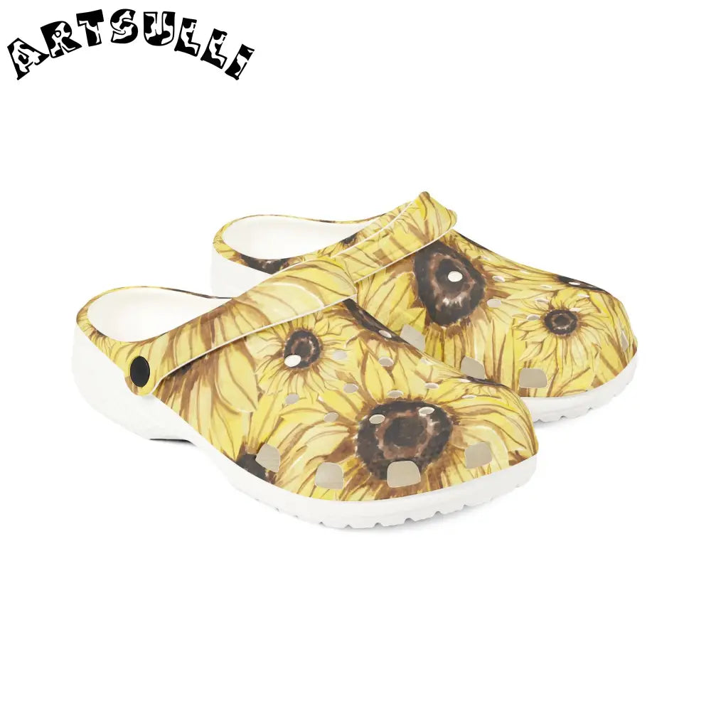 JAKKOUTTHEBXX Retro Anime Sunflower EVA Foam Rubber Shoes (AOP)