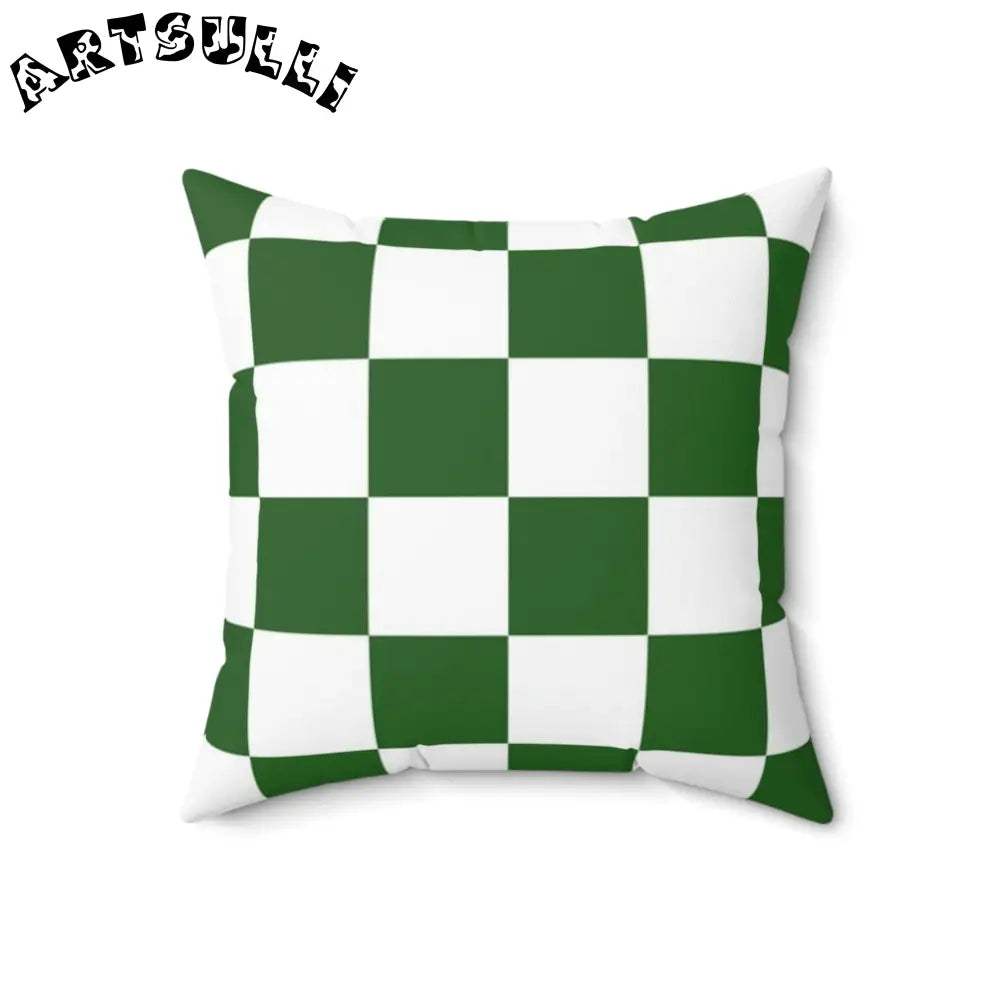 JAKKOUTTHEBXX Checkerboard White and Dark Green Spun Polyester