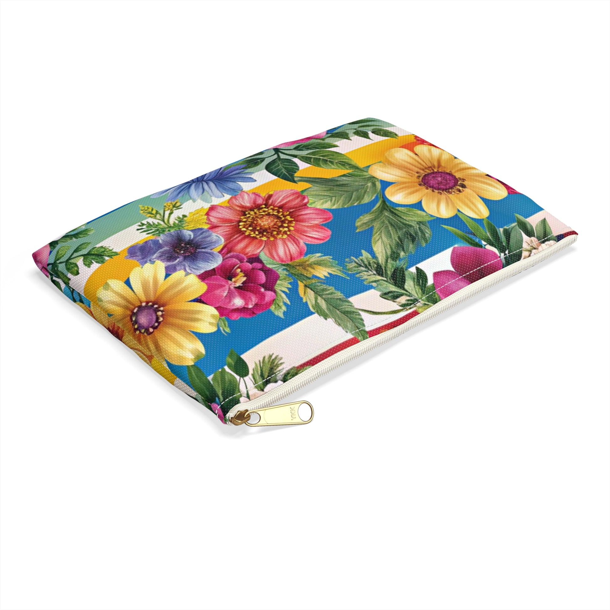 Floral Stripe 4K II Accessory Pouch, Artsulli - Art is Long, Life is Short, Bags, , , , , , , 