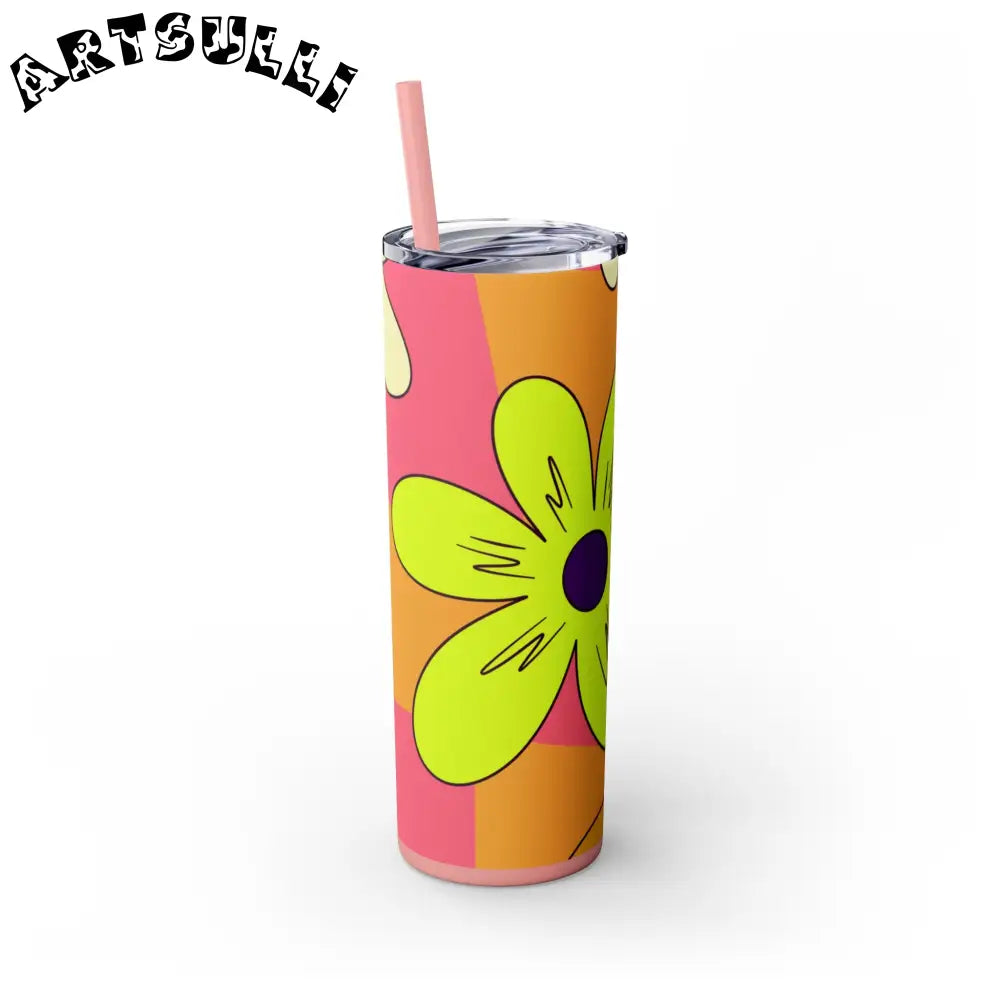 JAKKOUTTHEBXX Trippy Sour Face Rave Skinny Tumbler with Straw 20oz