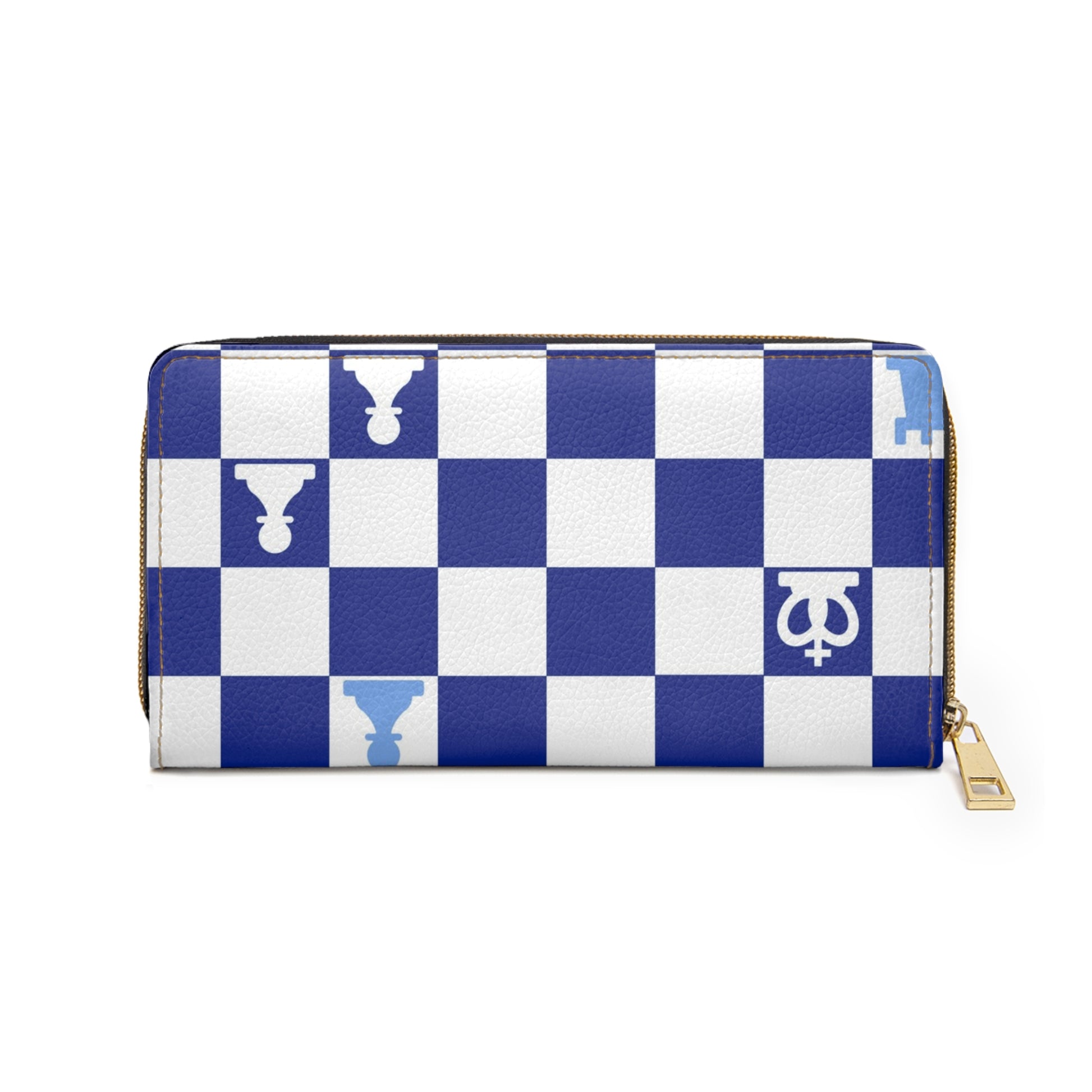 Chessboard Navy Blue Zipper Wallet, Artsulli - Art is Long, Life is Short, Accessories, , , , , , , 