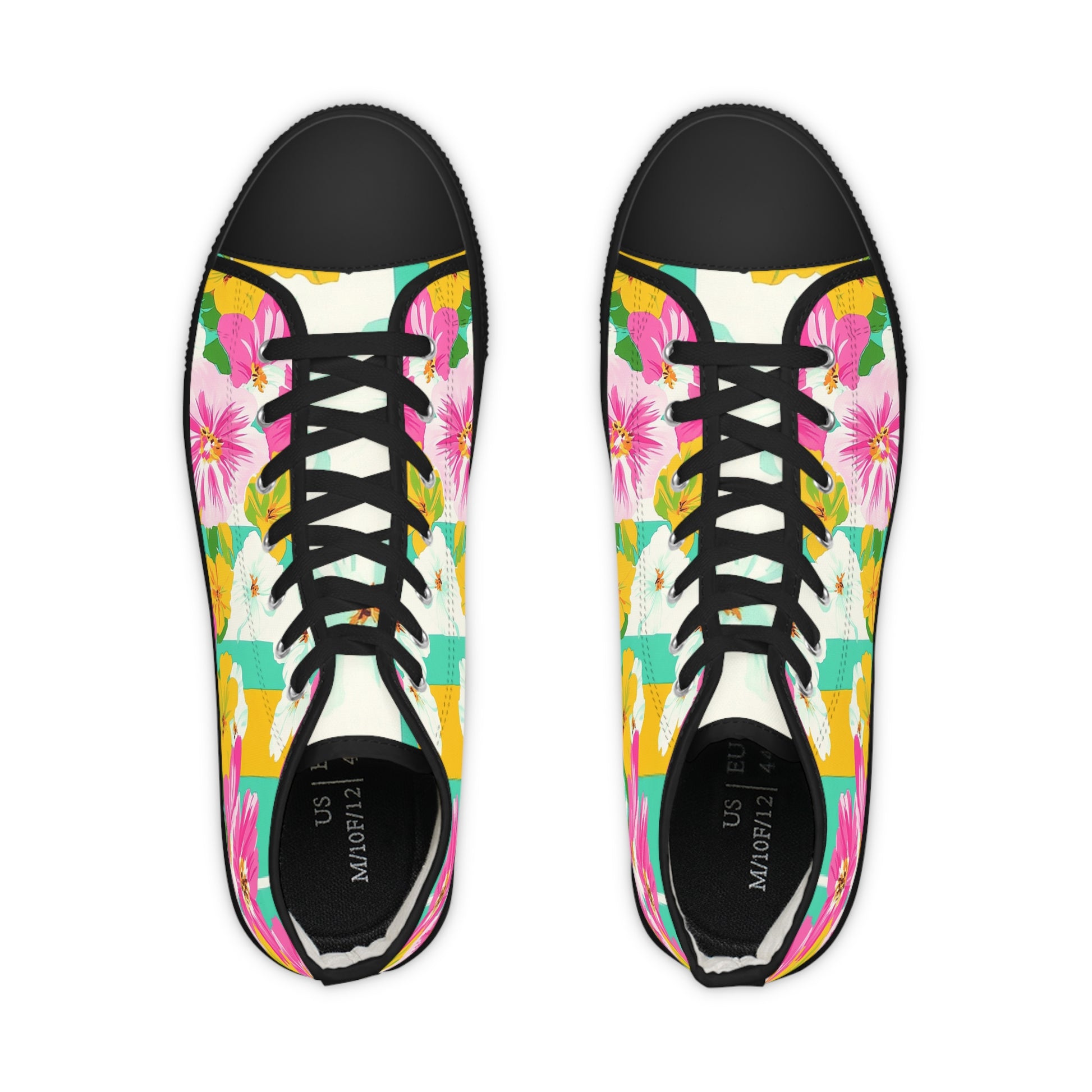 Pastel x Floral x Stripes Multi-Color Men's High Top Sneakers, Artsulli - Art is Long, Life is Short, Shoes, , , , , , , 