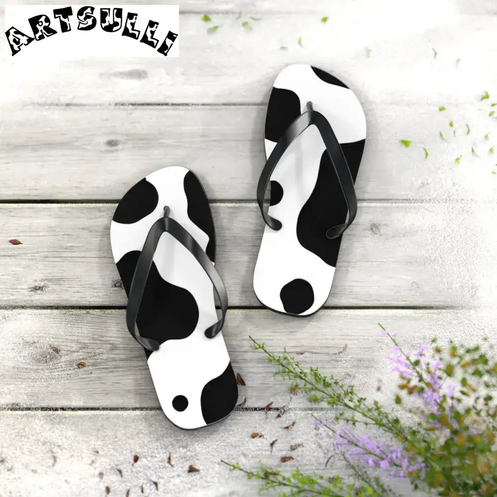 JAKKOUTTHEBXX Cow Print Illustration Printed Flip Flops 2025
