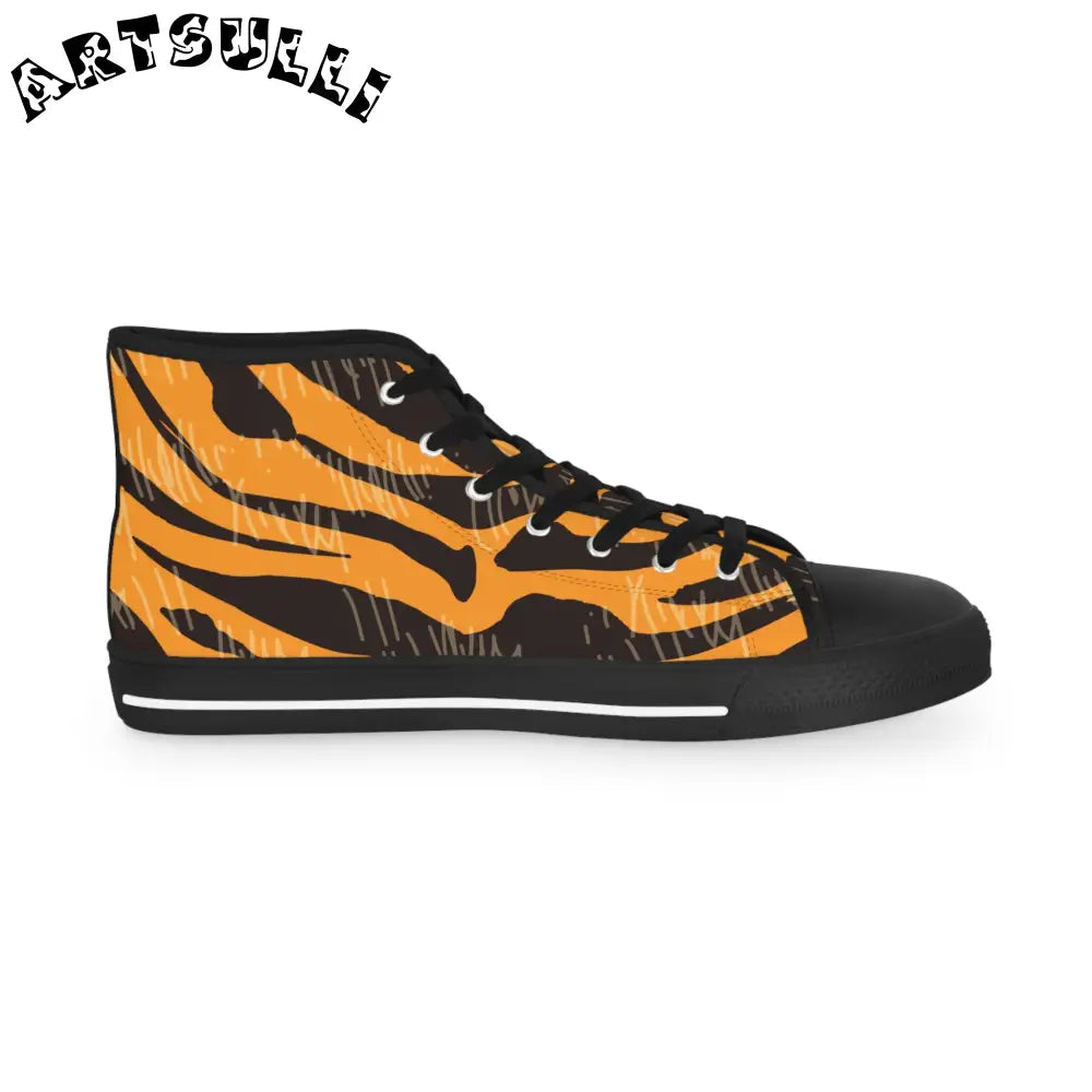JAKKOUTTHEBXX Tiger Scratches Orange & Black Men’s High Top Sneakers