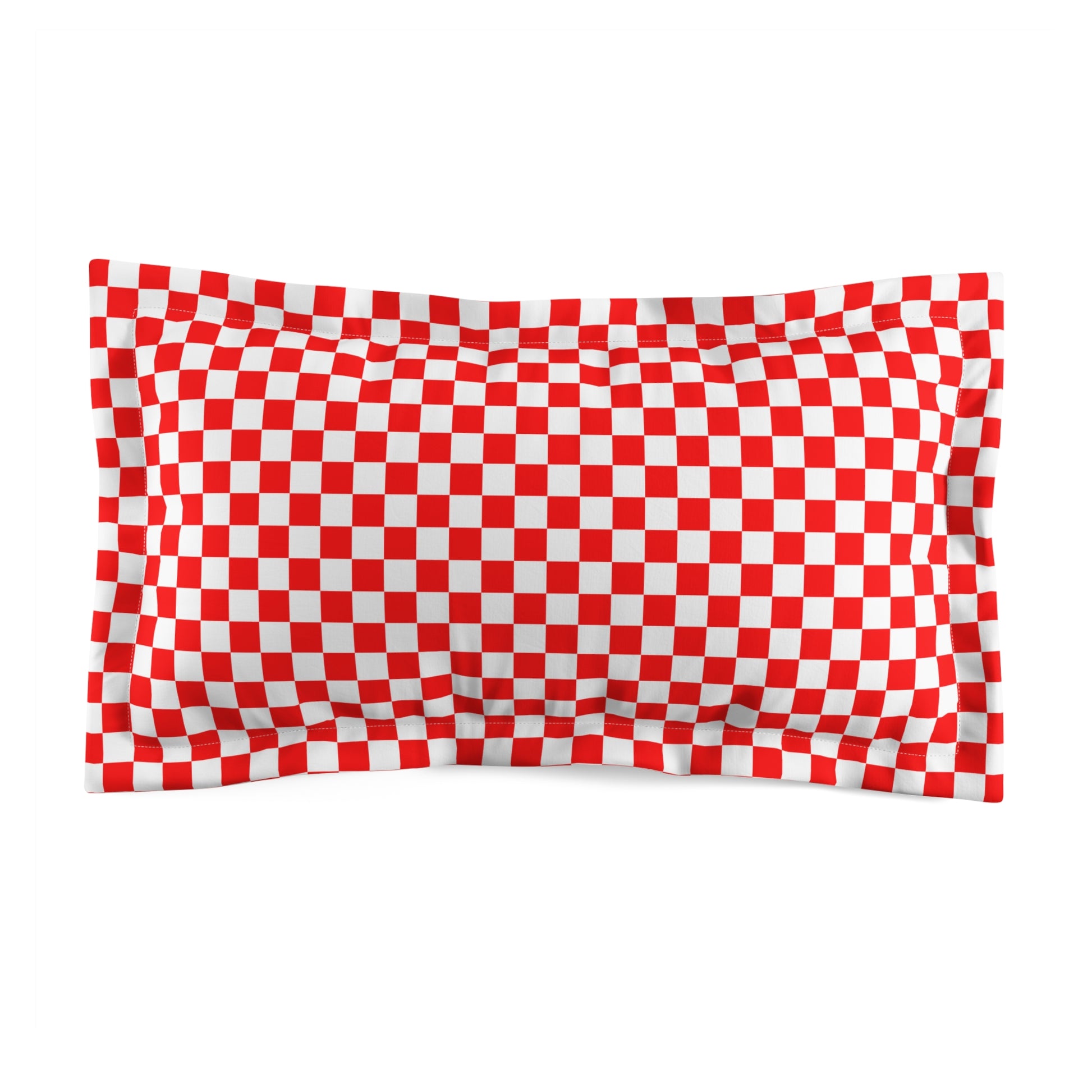 Checkerboard II Red and White Microfiber Pillow Sham, Artsulli - Art is Long, Life is Short, Home Decor, Size, King, , , , , 23284789391204193605