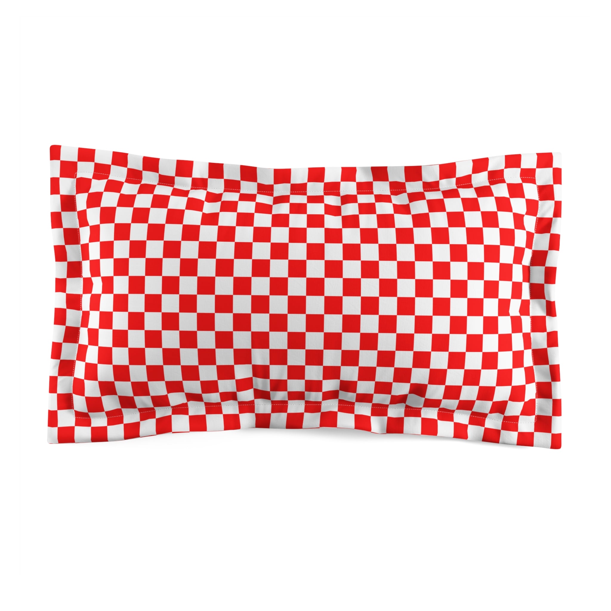 Checkerboard II Red and White Microfiber Pillow Sham, Artsulli - Art is Long, Life is Short, Home Decor, Size, King, , , , , 23284789391204193605