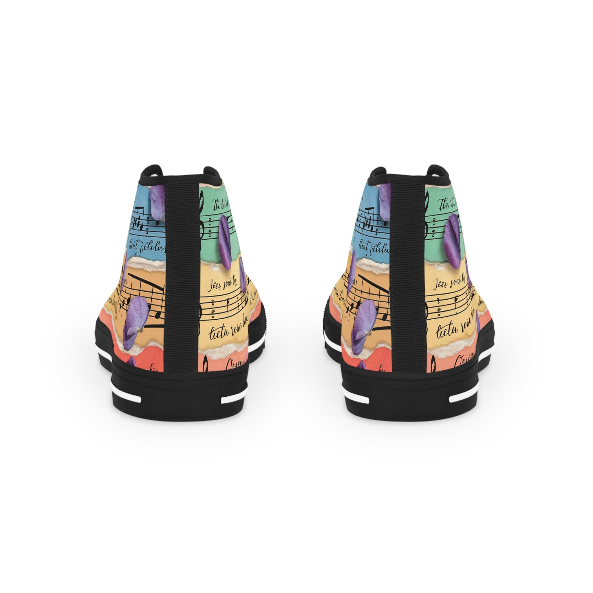 Torn Type Beat Sheet Music Multi-Color Men's High Top Sneakers, Artsulli - Art is Long, Life is Short, Shoes, , , , , , , 