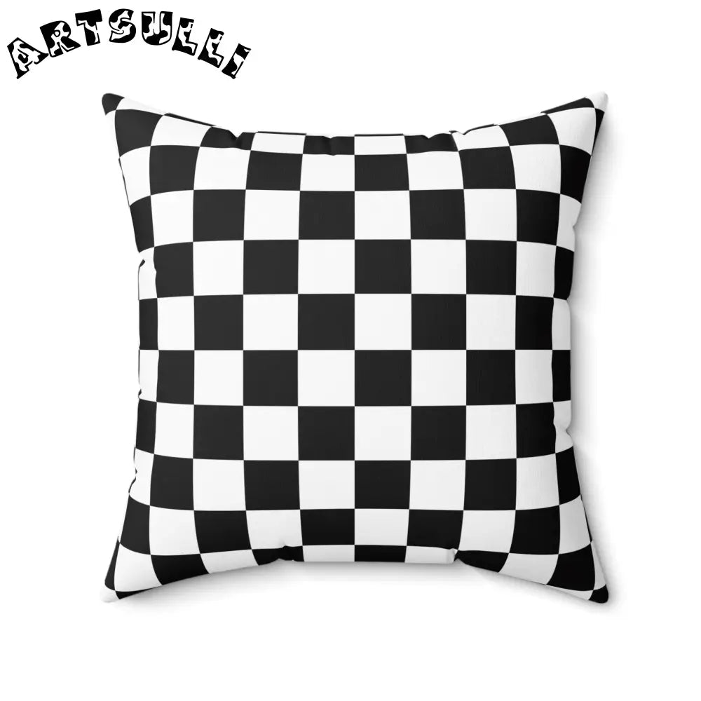 JAKKOUTTHEBXX Checkerboard Black and White Spun Polyester Square