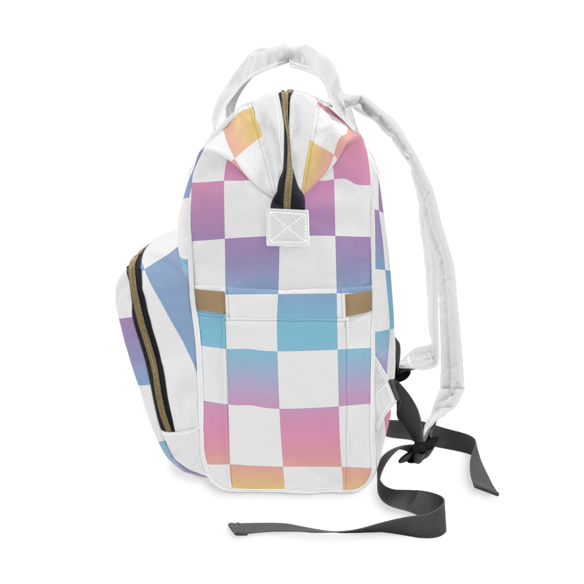 Vaporwave Check Multifunctional Diaper Backpack, Artsulli - Art is Long, Life is Short, Bags, , , , , , , 