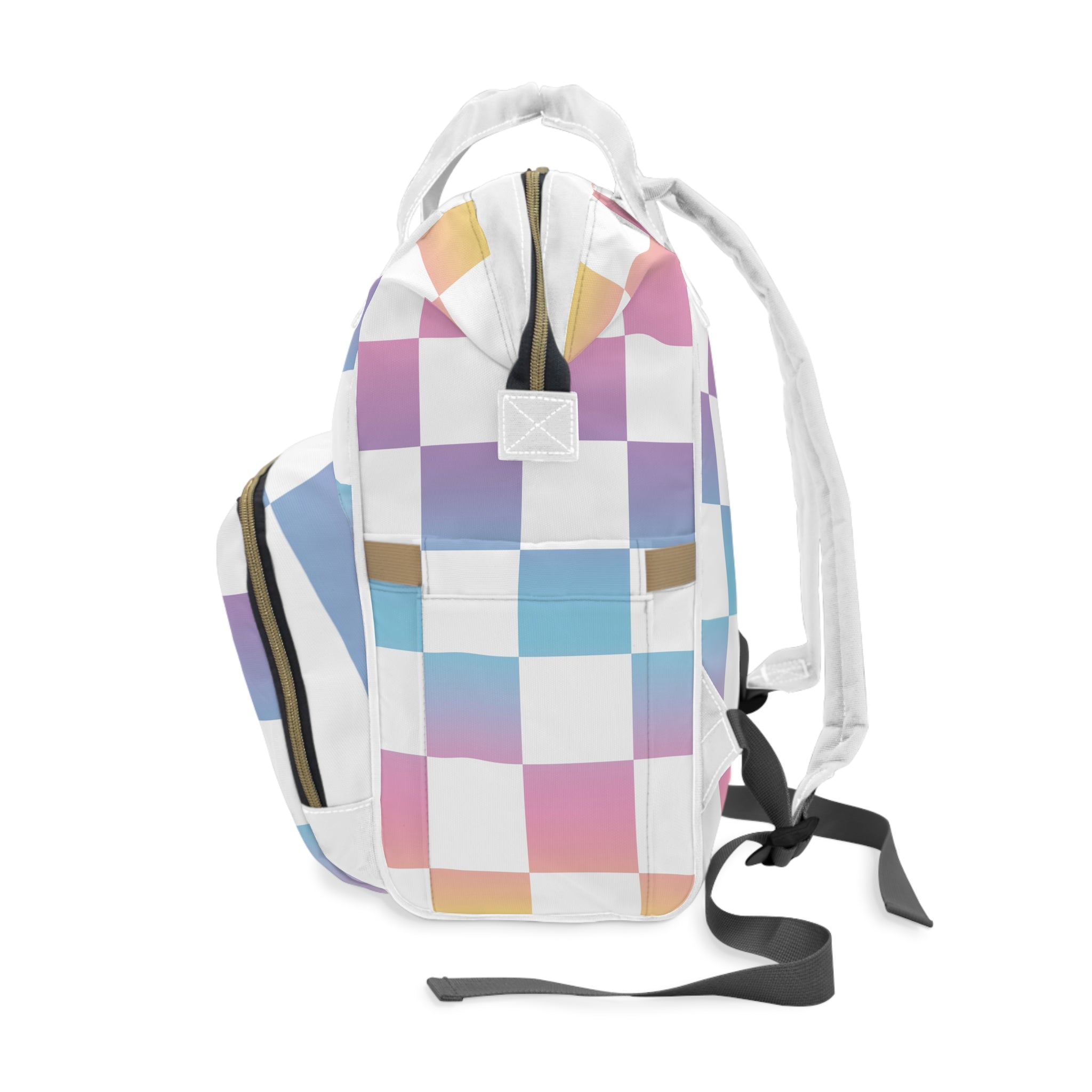 Vaporwave Check Multifunctional Diaper Backpack, Artsulli - Art is Long, Life is Short, Bags, , , , , , , 