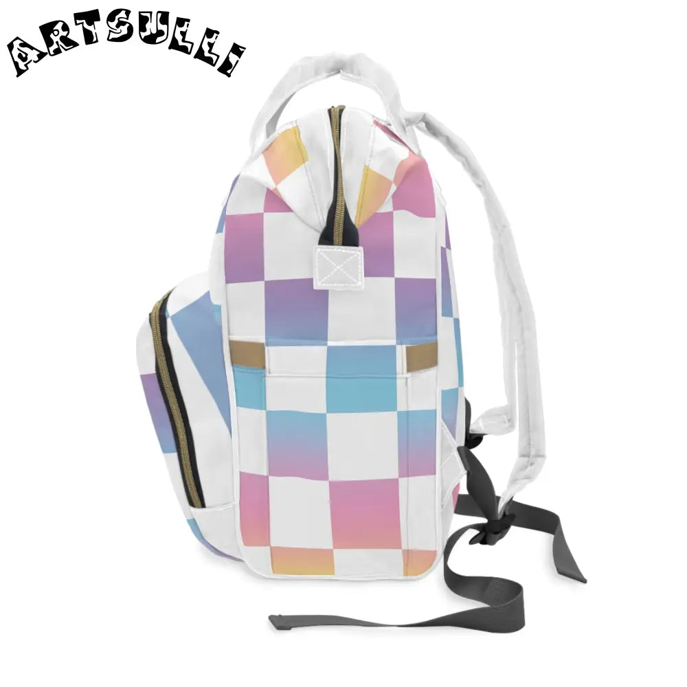 JAKKOUTTHEBXX Vaporwave Check Multifunctional Diaper Backpack