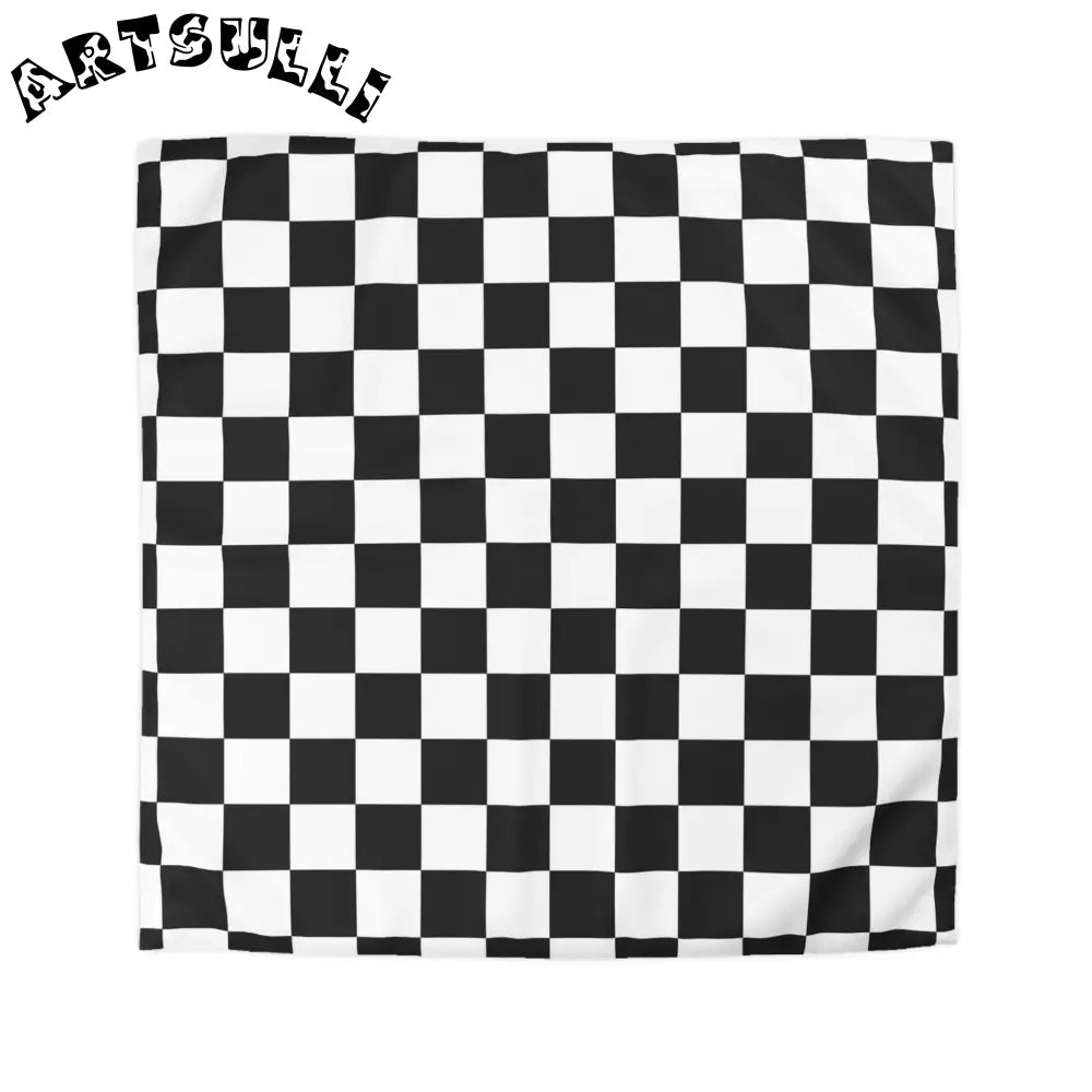 JAKKOUTTHEBXX Checkerboard White and Black Microfiber Duvet Cover