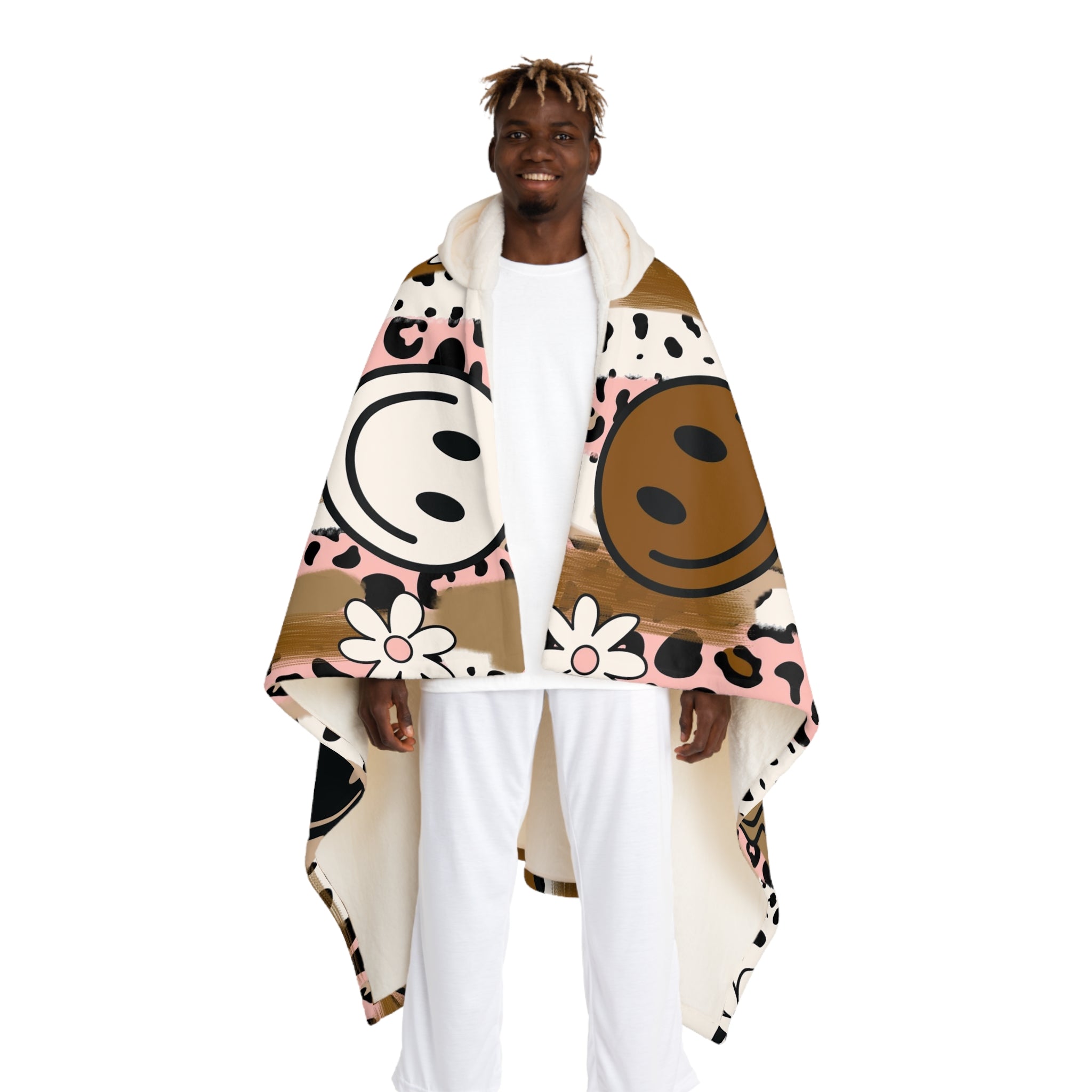 Sutfin Ghosts Pop Art Hooded Sherpa Fleece Blanket, Artsulli - Art is Long, Life is Short, All Over Prints, Size, One size, Color, Cream, , , 31772994929563681749