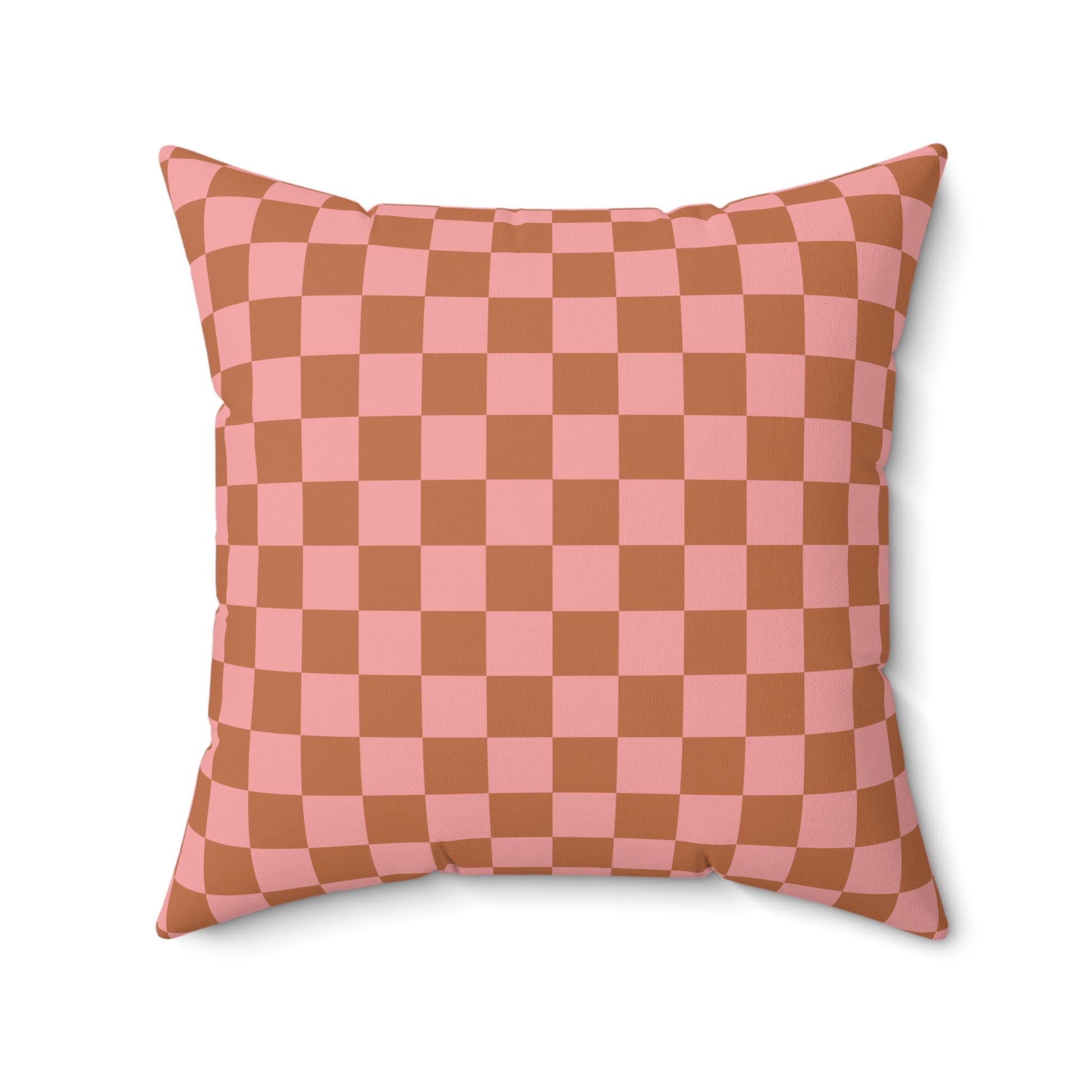 Chessboard II Pink and Brown Spun Polyester Square Pillow, Artsulli - Art is Long, Life is Short, Home Decor, , , , , , , 