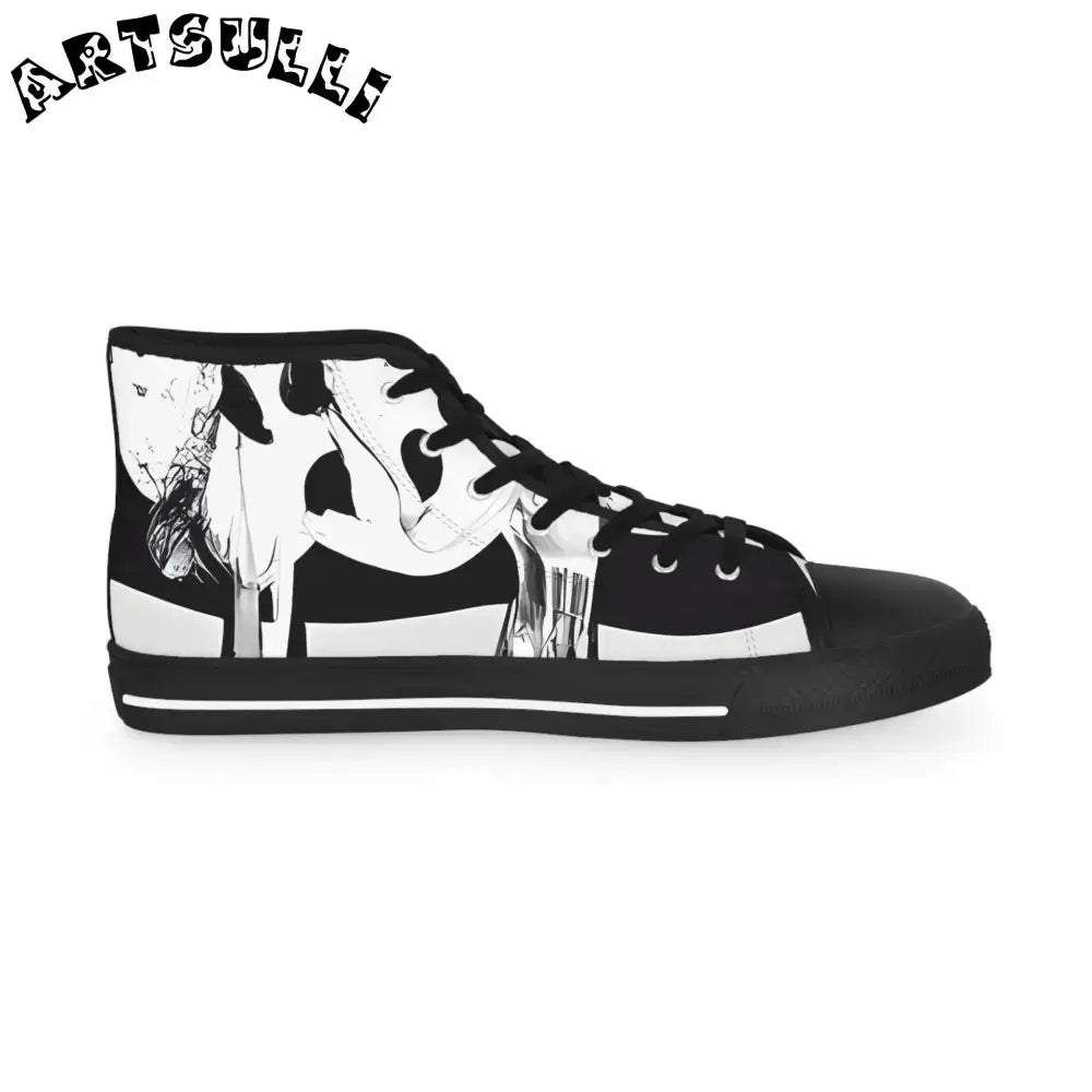 JAKKOUTTHEBXX Black and white patterned high top canvas sneakers
