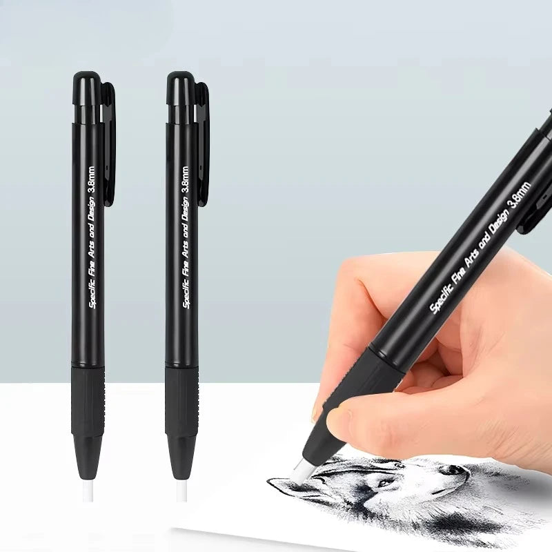 Eraser Pen Mechanical Rubber Refillable Pen Sketch Drawing Press Retractable Pencil Correction Highlight Rubber Art Supplies