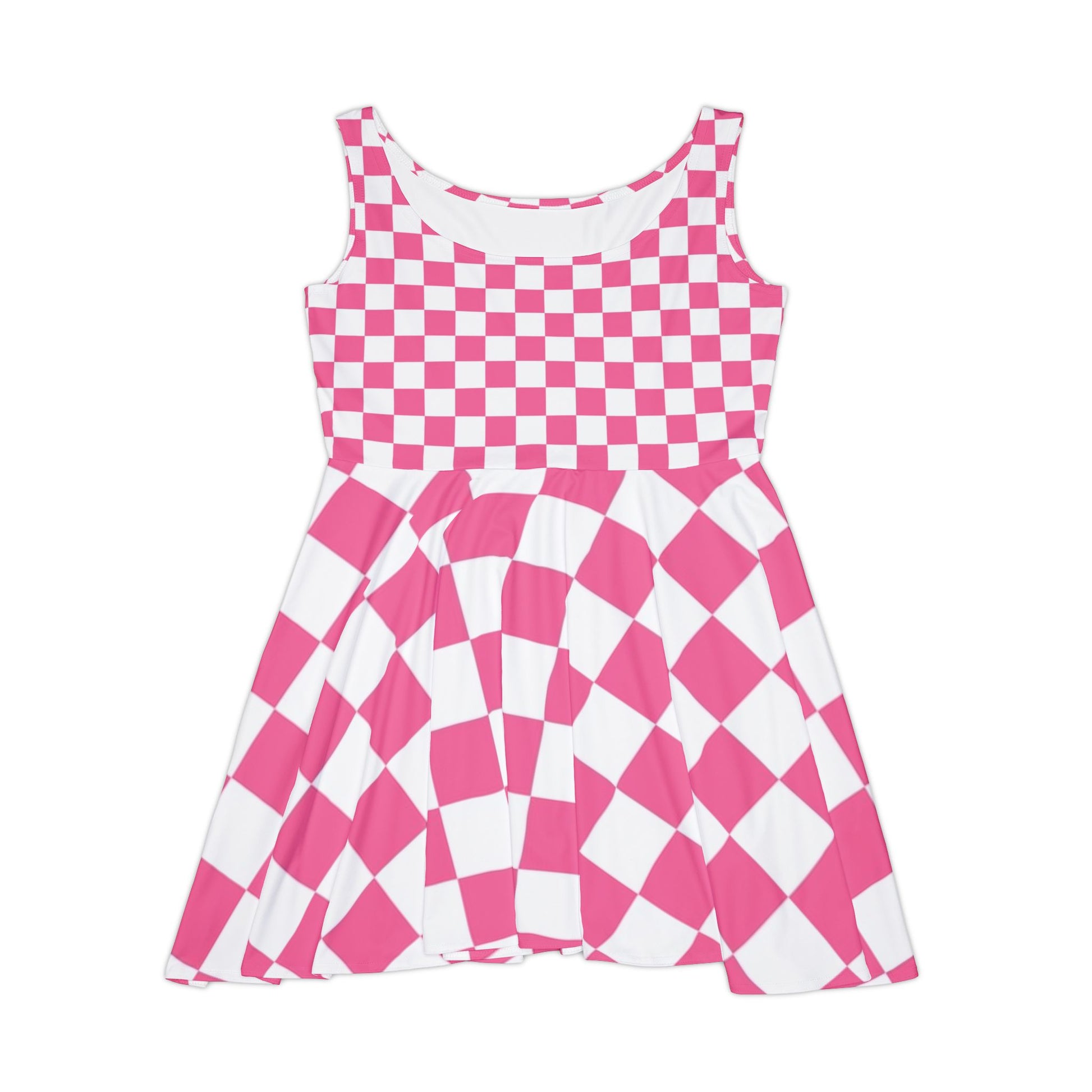 Yuyushiki Pink Check Women's Skater Dress (AOP), Artsulli - Art is Long, Life is Short, All Over Prints, Size, XS, , , , , 13495829677173168487