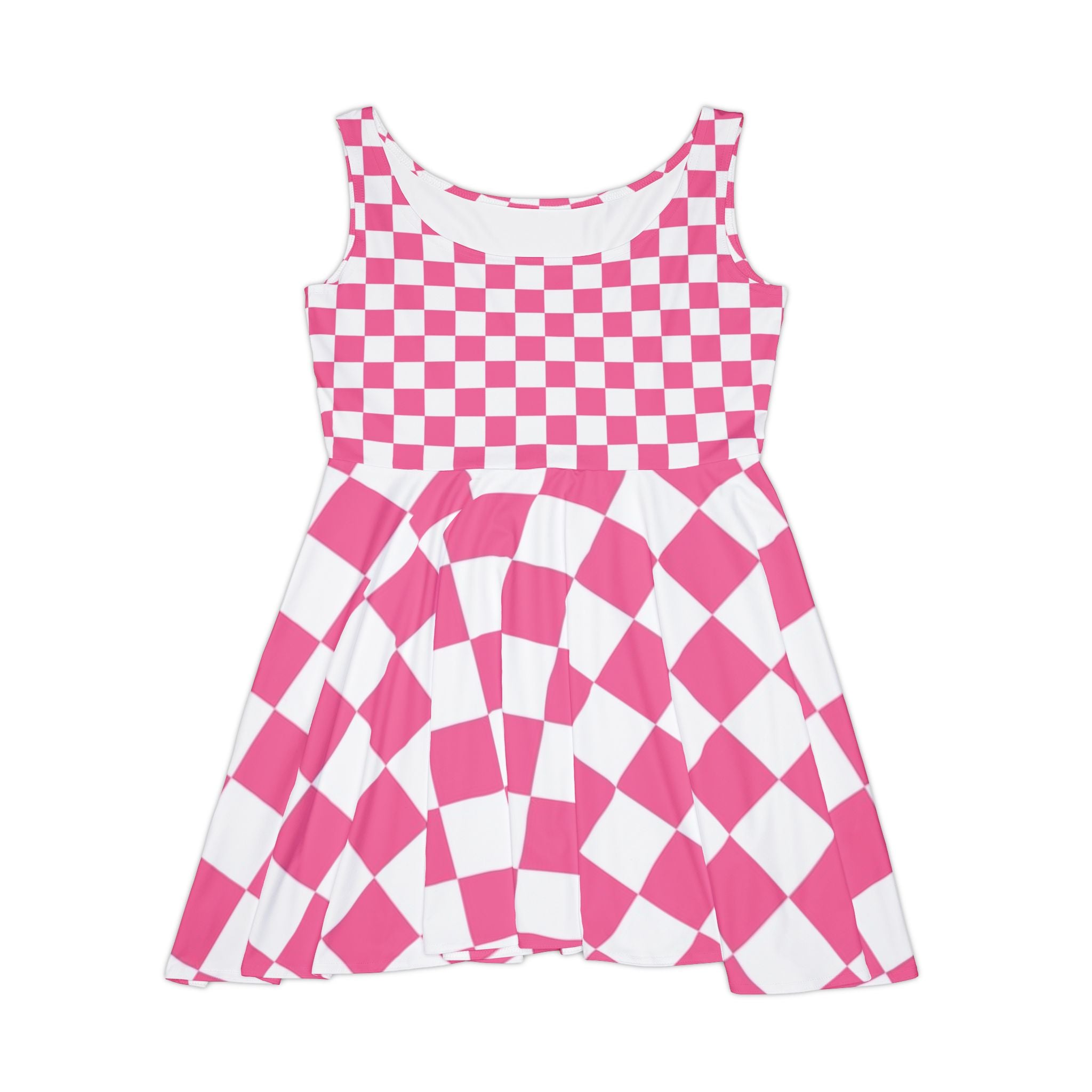Yuyushiki Pink Check Women's Skater Dress (AOP), Artsulli - Art is Long, Life is Short, All Over Prints, Size, XS, , , , , 13495829677173168487