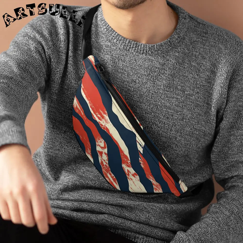 JAKKOUTTHEBXX Abstract Red White and Blue Art Printed Fanny Pack