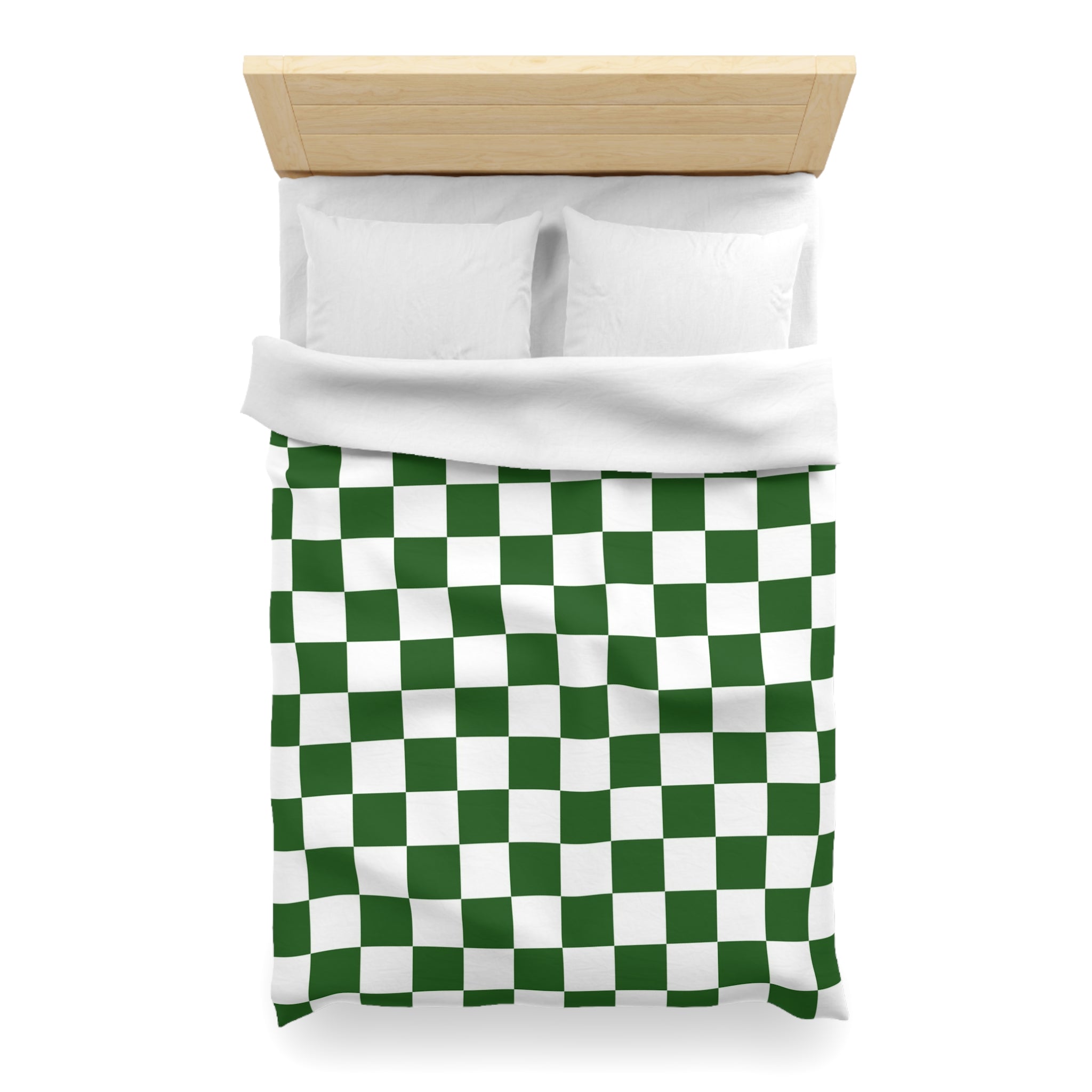 Checkerboard White and Dark Green Microfiber Duvet Cover, Artsulli - Art is Long, Life is Short, Home Decor, , , , , , , 