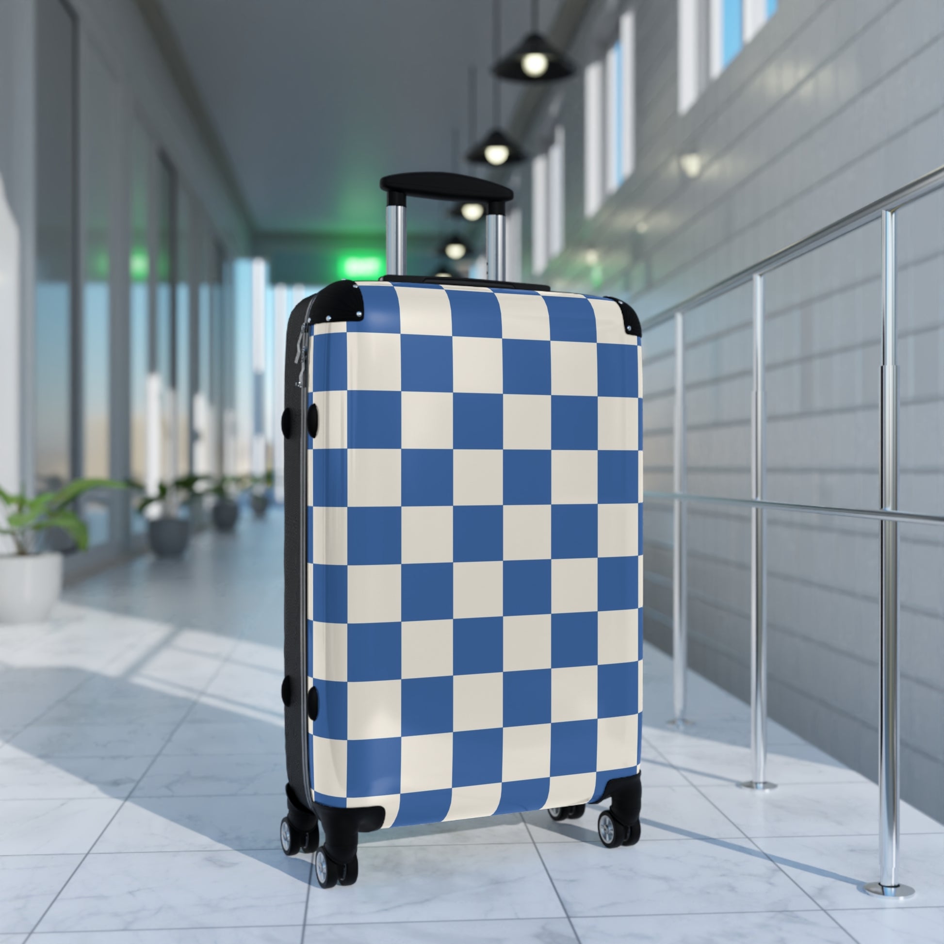Checkerboard Blue Suitcase, Artsulli - Art is Long, Life is Short, Bags, , , , , , , 