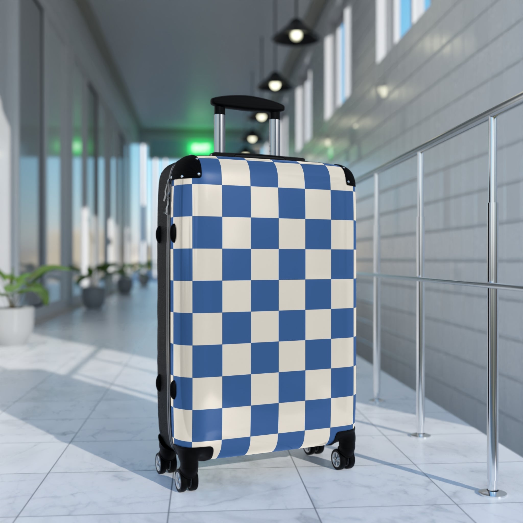 Checkerboard Blue Suitcase, Artsulli - Art is Long, Life is Short, Bags, , , , , , , 