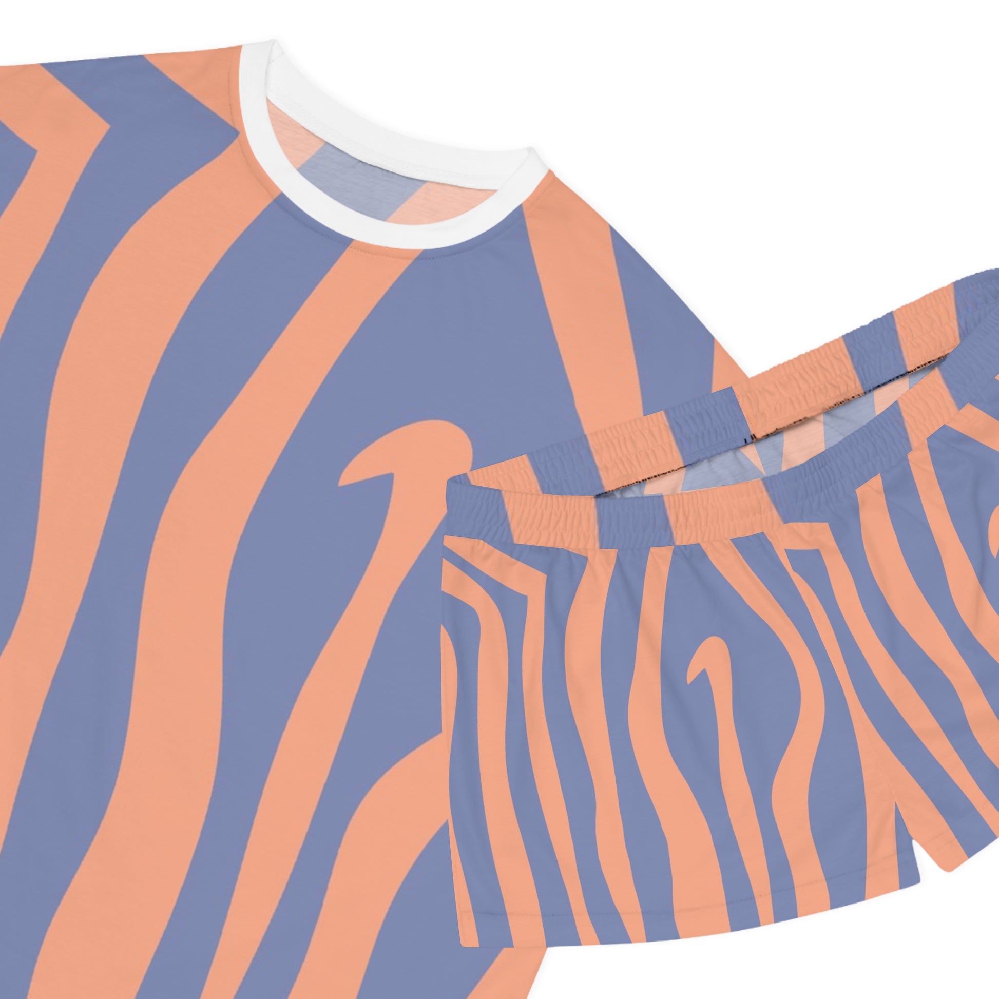 Melting Zebra Stripes Women's Short Pajama Set (AOP), Artsulli - Art is Long, Life is Short, All Over Prints, , , , , , , 