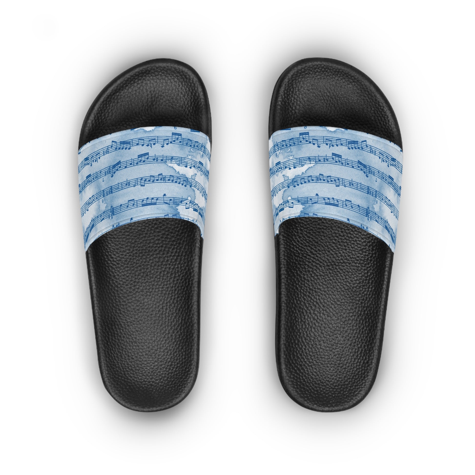 Drip Spill Type Beat Sheet Music Blue Women's Slide Sandals, Artsulli - Art is Long, Life is Short, Shoes, , , , , , , 