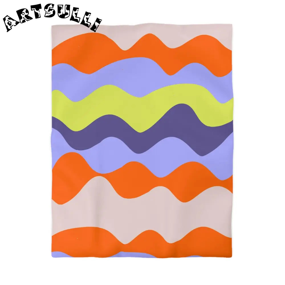 JAKKOUTTHEBXX Waves Red and Blue Microfiber Duvet Cover