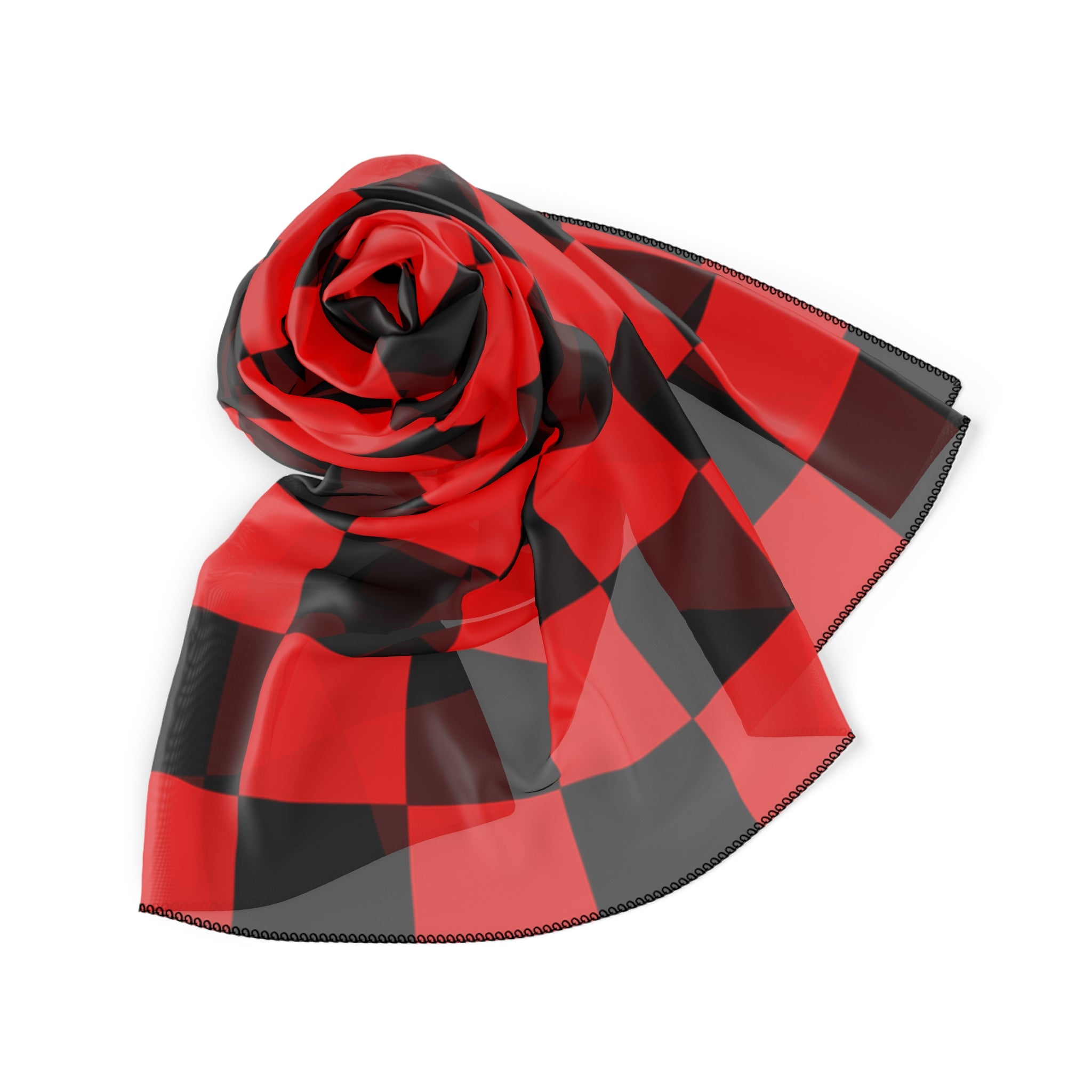 Checkerboard Red and Black Poly Scarf, Artsulli - Art is Long, Life is Short, Accessories, , , , , , , 