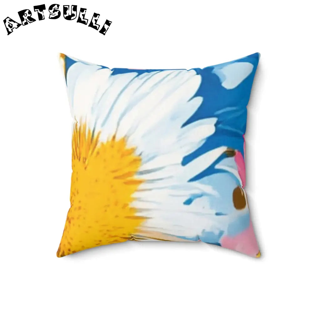 JAKKOUTTHEBXX CDG Daisy Dream Blue Spun Polyester Square Pillow