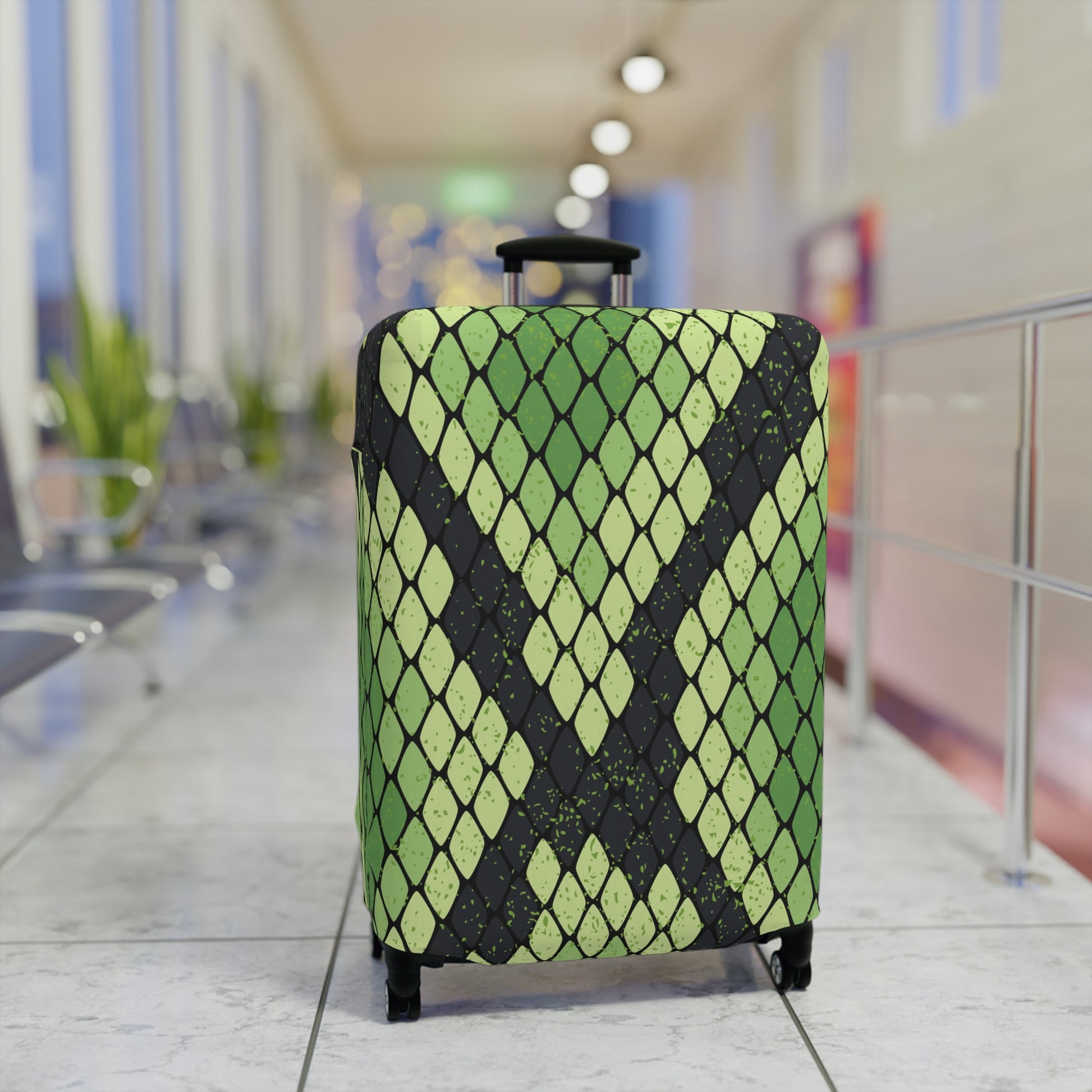Snake Skin Green and Black Luggage Cover, Artsulli - Art is Long, Life is Short, Accessories, , , , , , , 