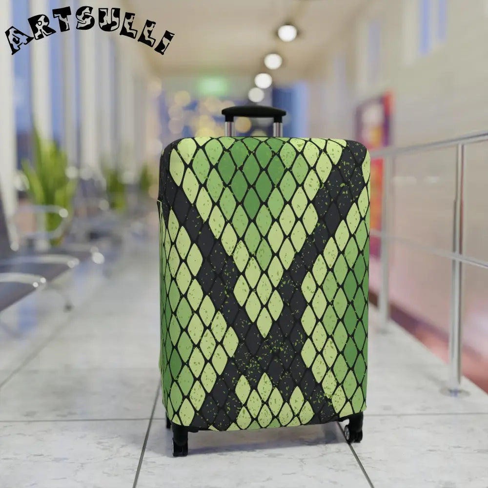 JAKKOUTTHEBXX Snake Skin Green and Black Luggage Cover JAKKOUTTHEBXX