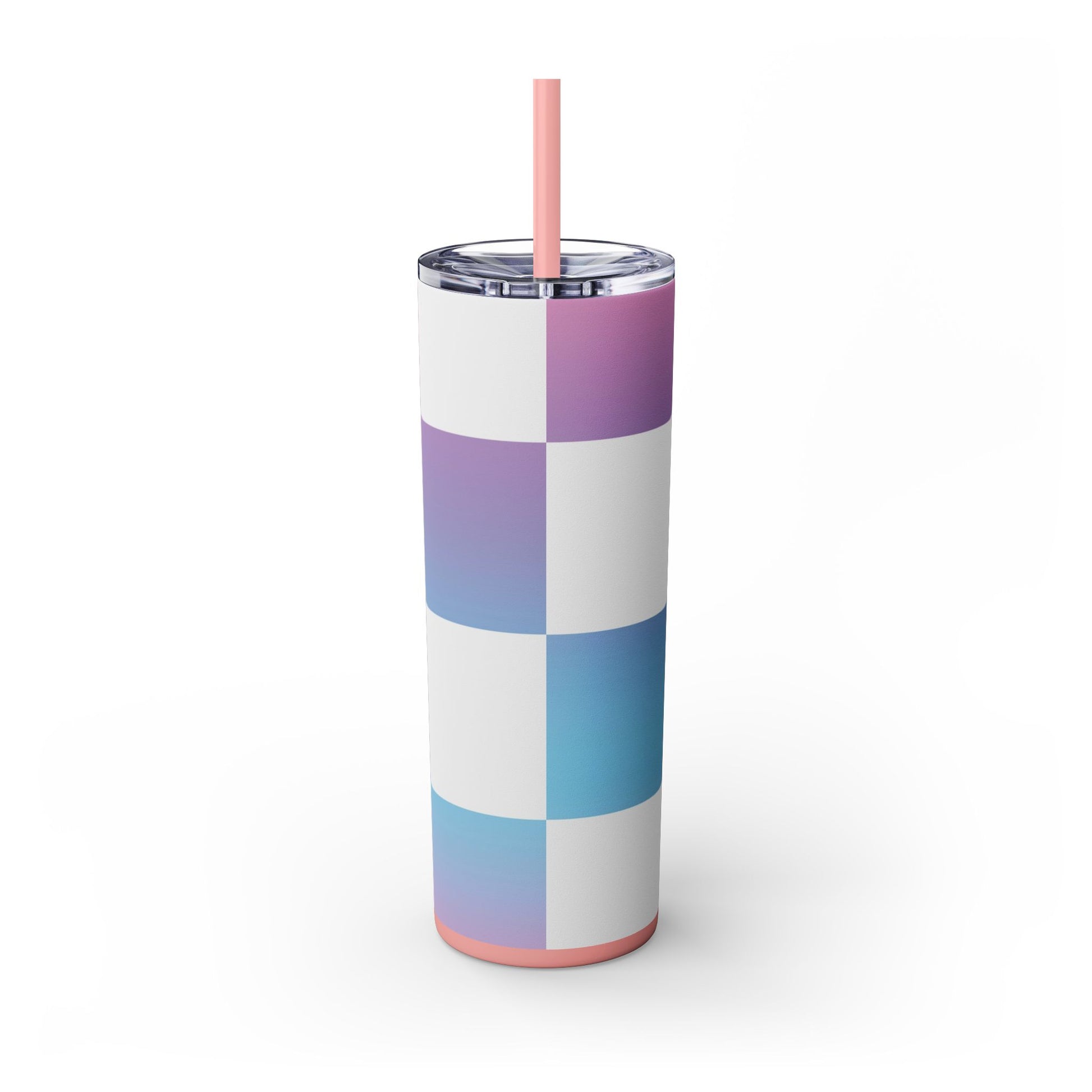 Vaporwave Check Skinny Tumbler with Straw, 20oz, Artsulli - Art is Long, Life is Short, Mug, , , , , , , 
