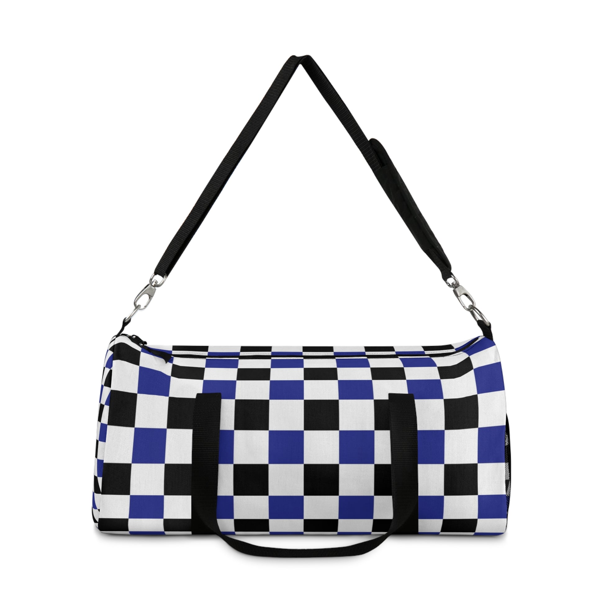 Checkerboard Blue White and Black Duffel Bag, Artsulli - Art is Long, Life is Short, Bags, , , , , , , 