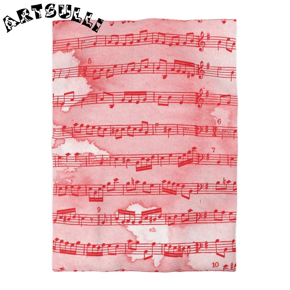 JAKKOUTTHEBXX Red Watercolor Sheet Music Art Printed Duvet Cover 2025