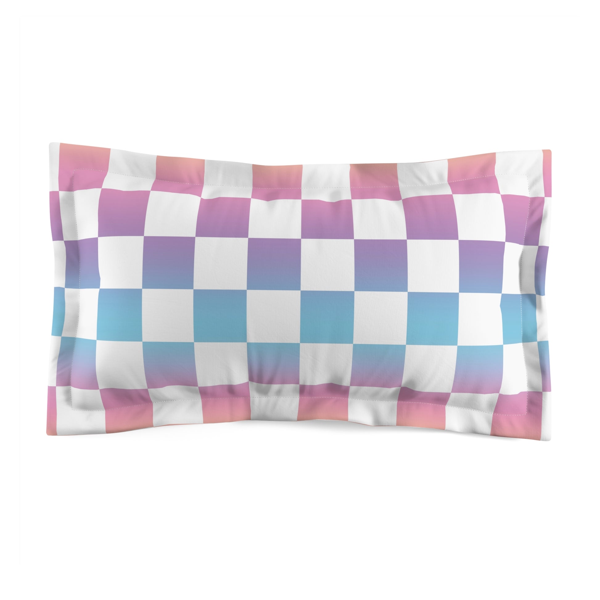 Vaporwave Check Microfiber Pillow Sham, Artsulli - Art is Long, Life is Short, Home Decor, Size, King, , , , , 27537404555161505941