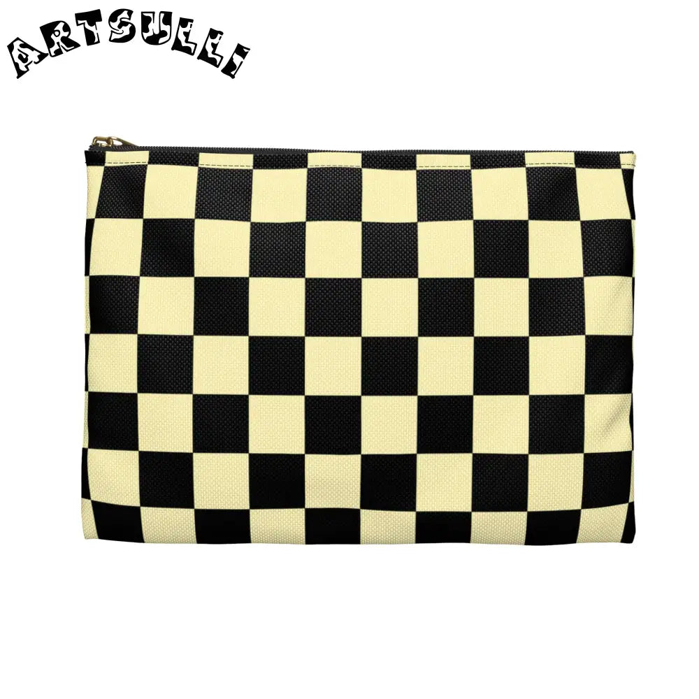 JAKKOUTTHEBXX Checkerboard Black and Yellow Accessory Pouch