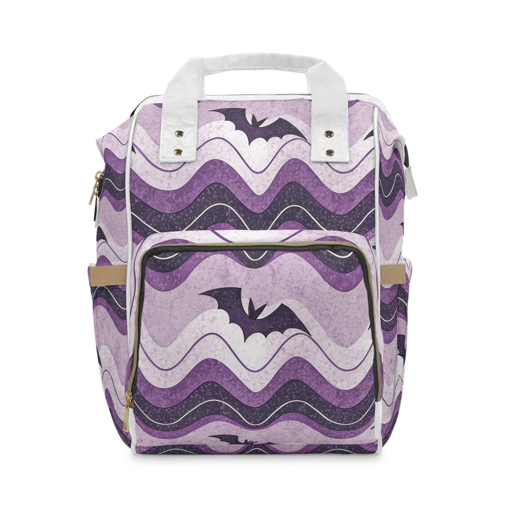 Bat Wave Purple Multifunctional Diaper Backpack, Artsulli - Art is Long, Life is Short, Bags, Size, 15.0" × 10.8" × 6.7'', , , , , 41062988347618