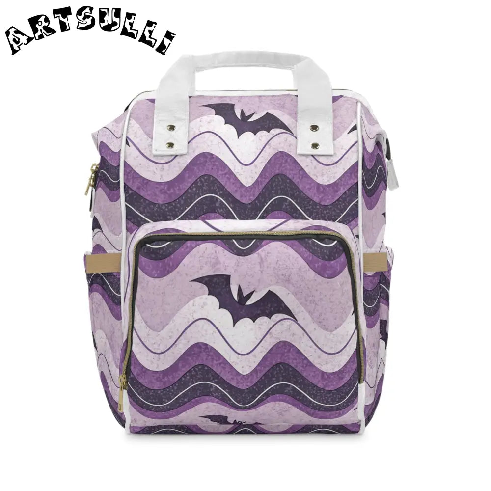 JAKKOUTTHEBXX Bat Wave Purple Multifunctional Diaper Backpack