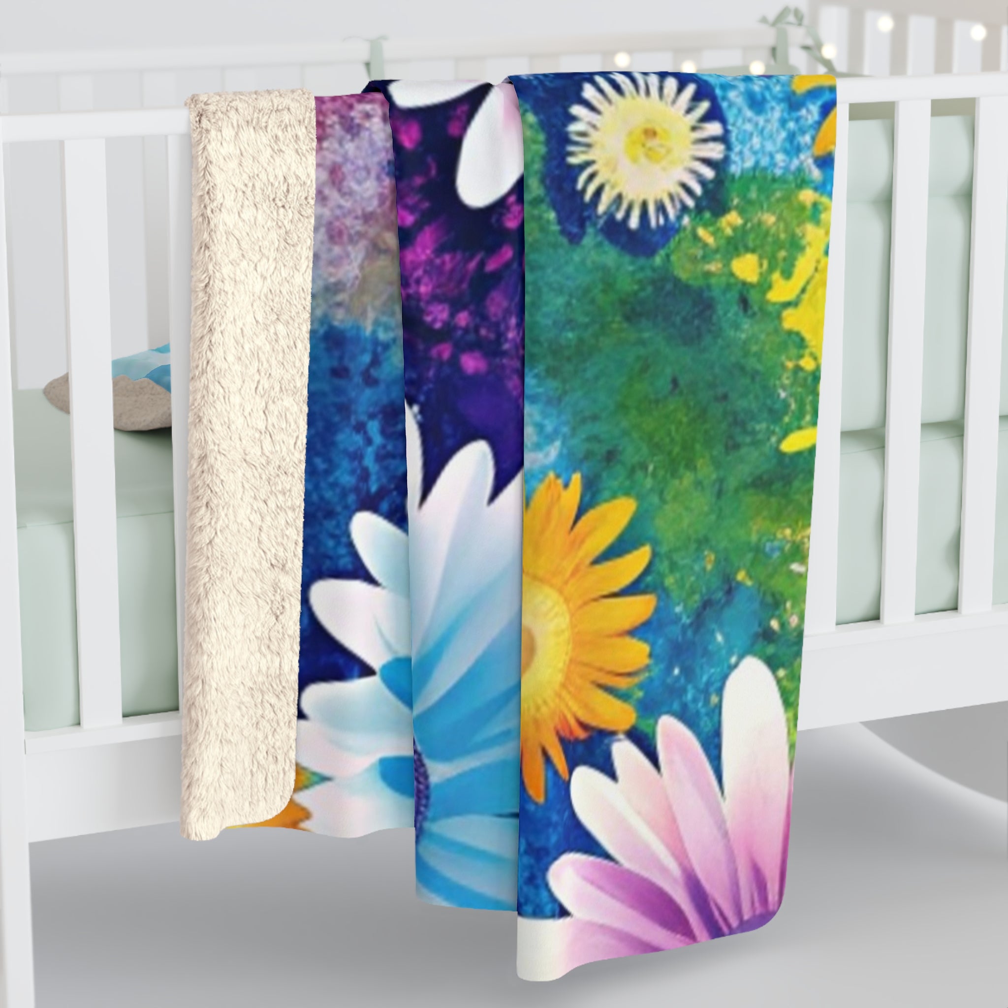 Magical Flower Explosion Multi-Color Sherpa Fleece Blanket, Artsulli - Art is Long, Life is Short, Home Decor, , , , , , , 