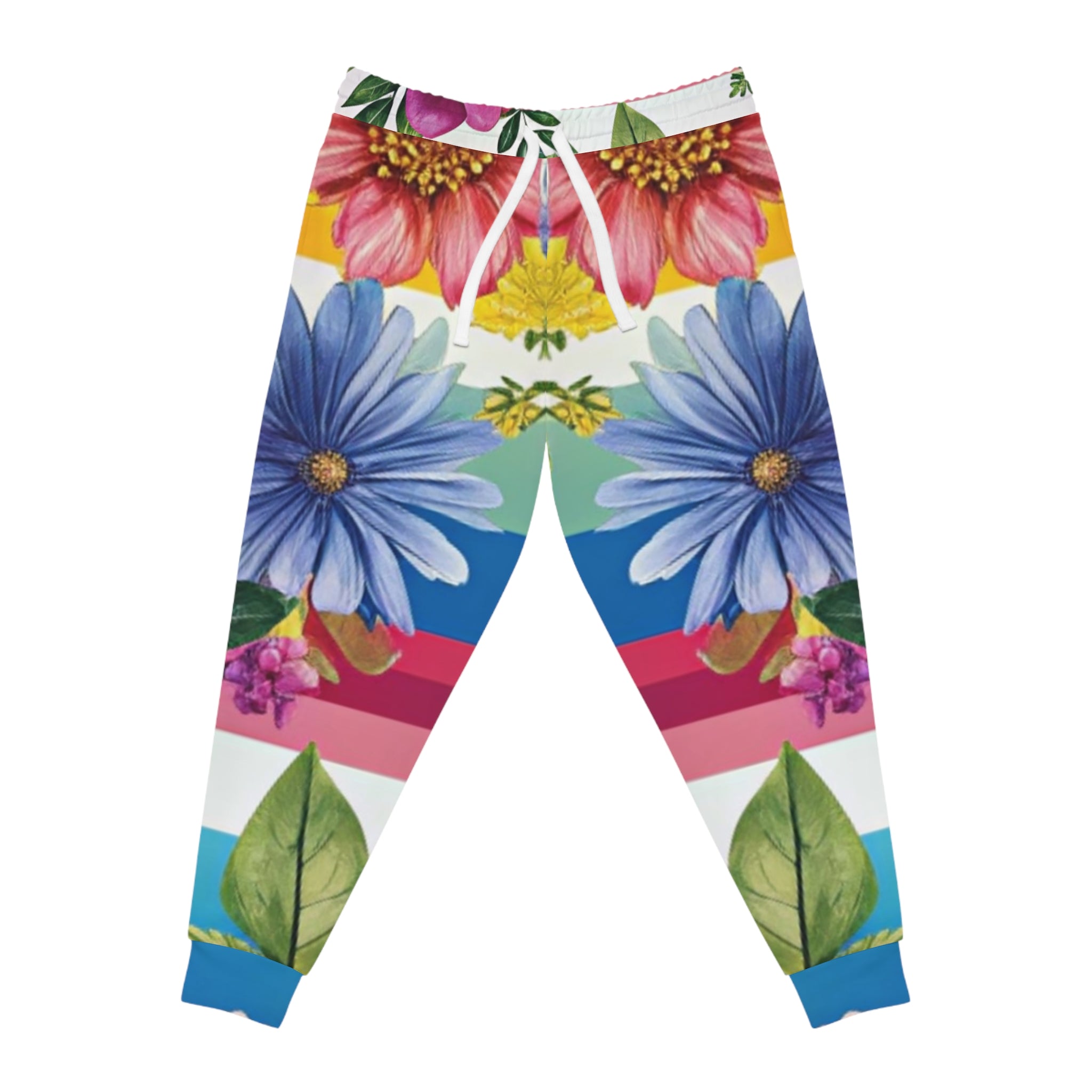 Floral Stripe 4K Athletic Joggers (AOP), Artsulli - Art is Long, Life is Short, All Over Prints, Size, S, Color, Seam thread color automatically matched to design, , , 23765191469281544879