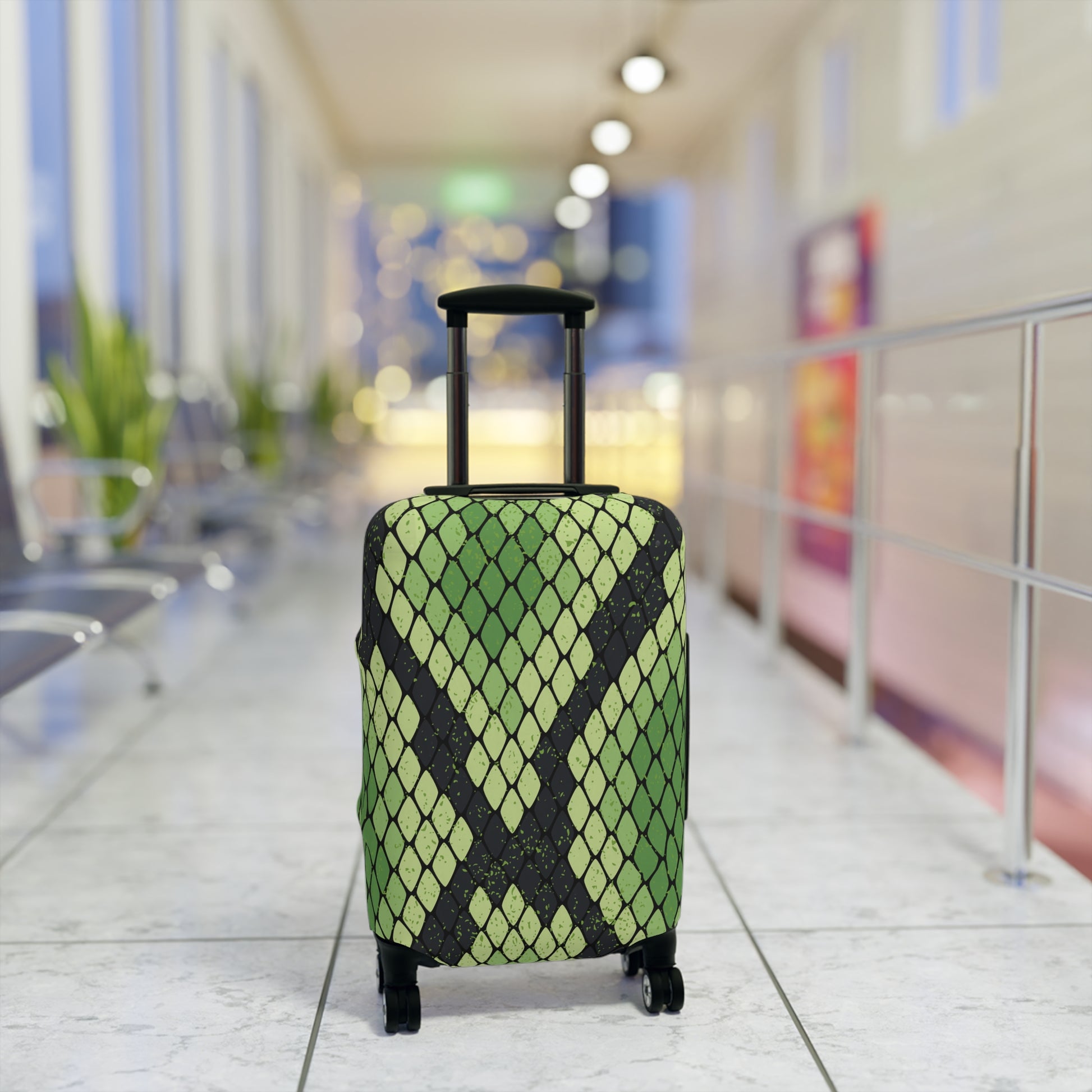 Snake Skin Green and Black Luggage Cover, Artsulli - Art is Long, Life is Short, Accessories, , , , , , , 