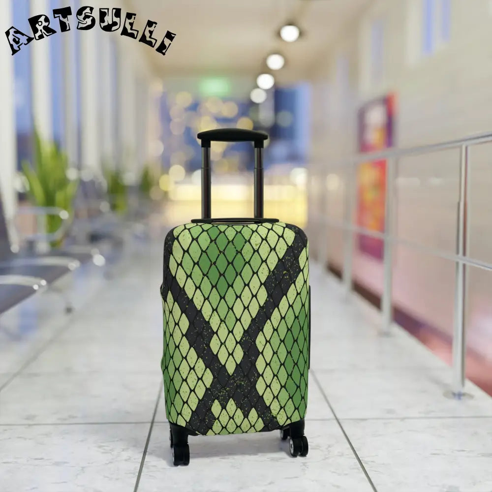 JAKKOUTTHEBXX Snake Skin Green and Black Luggage Cover JAKKOUTTHEBXX
