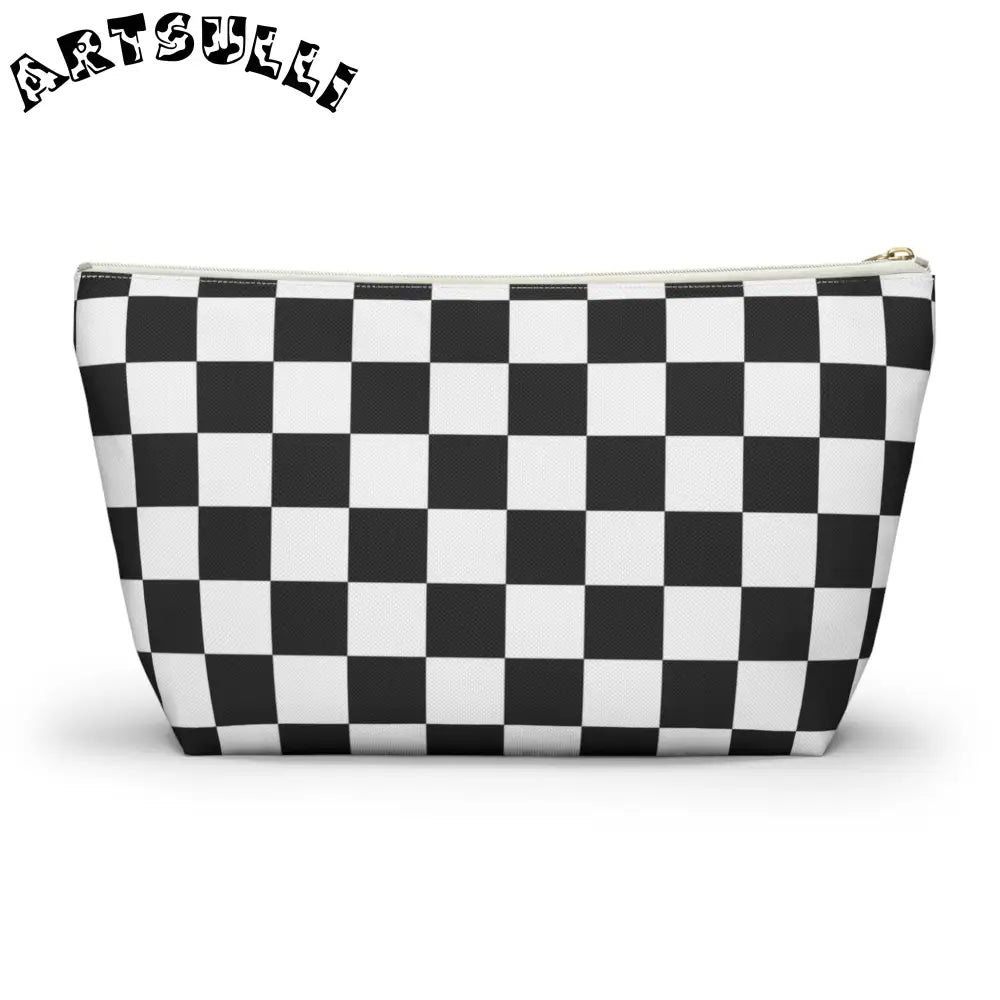 JAKKOUTTHEBXX Checkerboard White and Black Accessory Pouch w