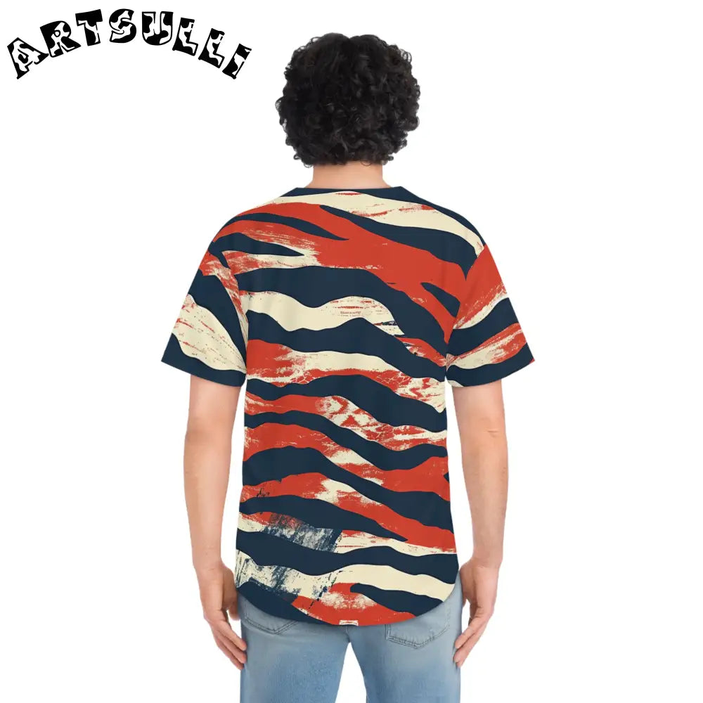 JAKKOUTTHEBXX Capricious Tiger Wave Men’s Baseball Jersey (AOP)