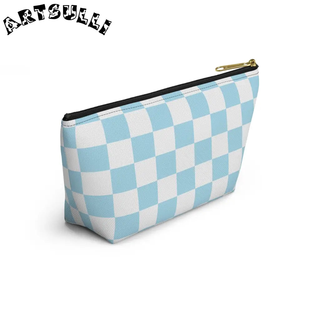 JAKKOUTTHEBXX Checkerboard Sky Blue Accessory Pouch w T-bottom