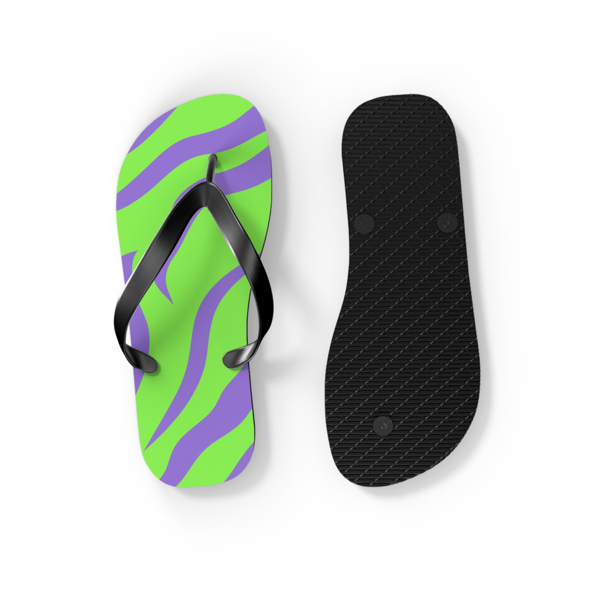 Tyrannosaurus Print Green and Purple Flip Flops, Artsulli - Art is Long, Life is Short, Shoes, , , , , , , 